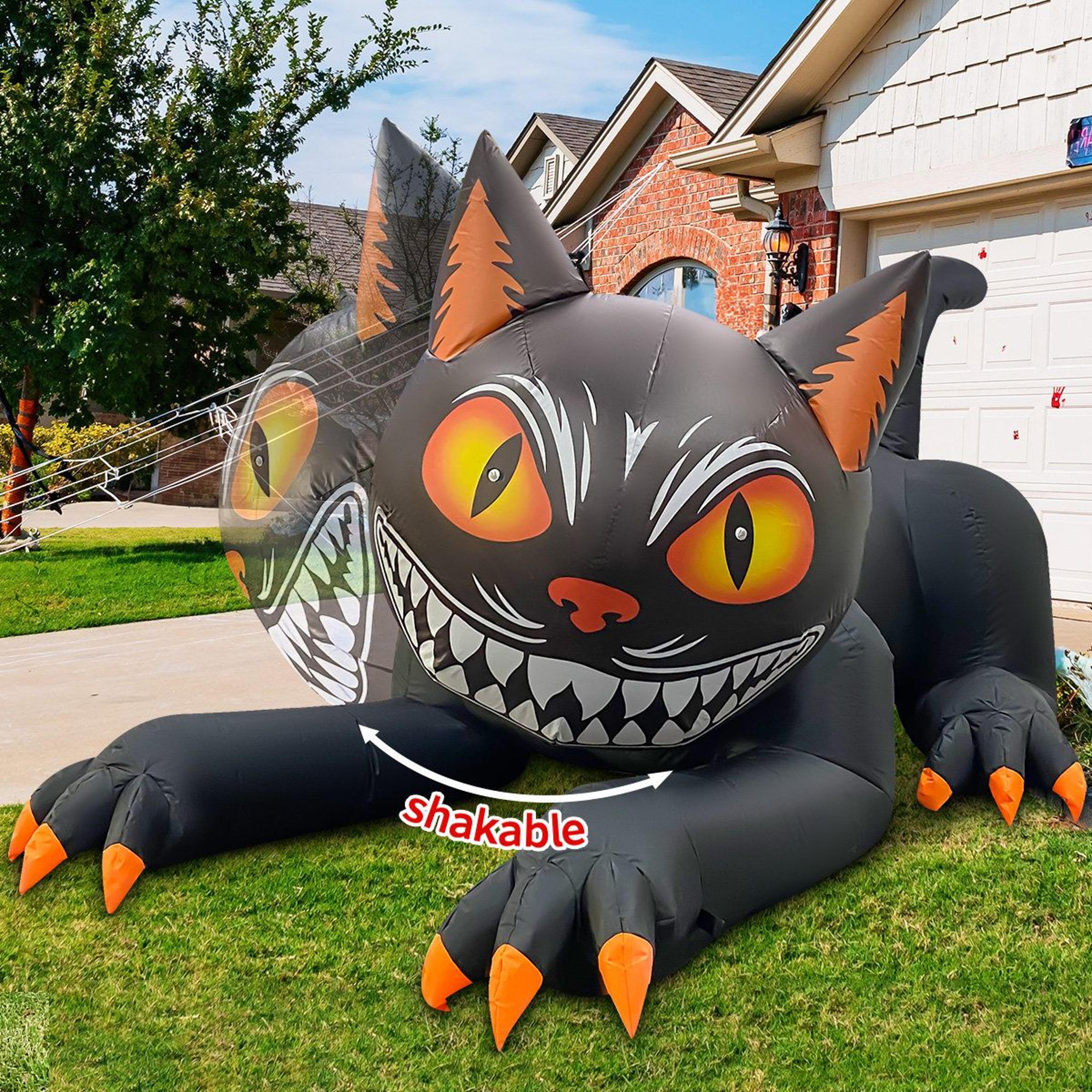 halloween inflatable black cat with built in led lights for indoor and outdoor decor