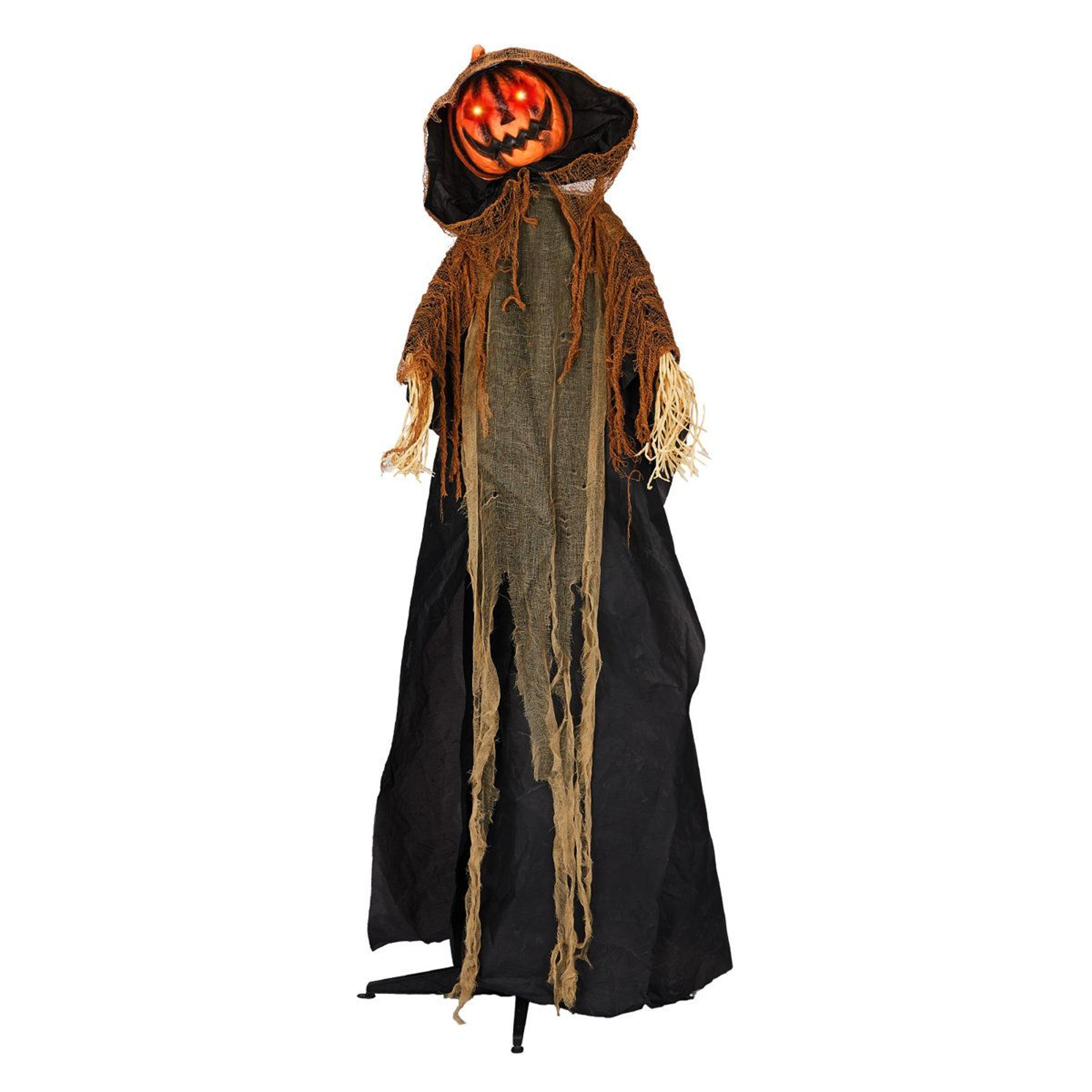life size halloween animatronic pumpkin man with light up red eyes