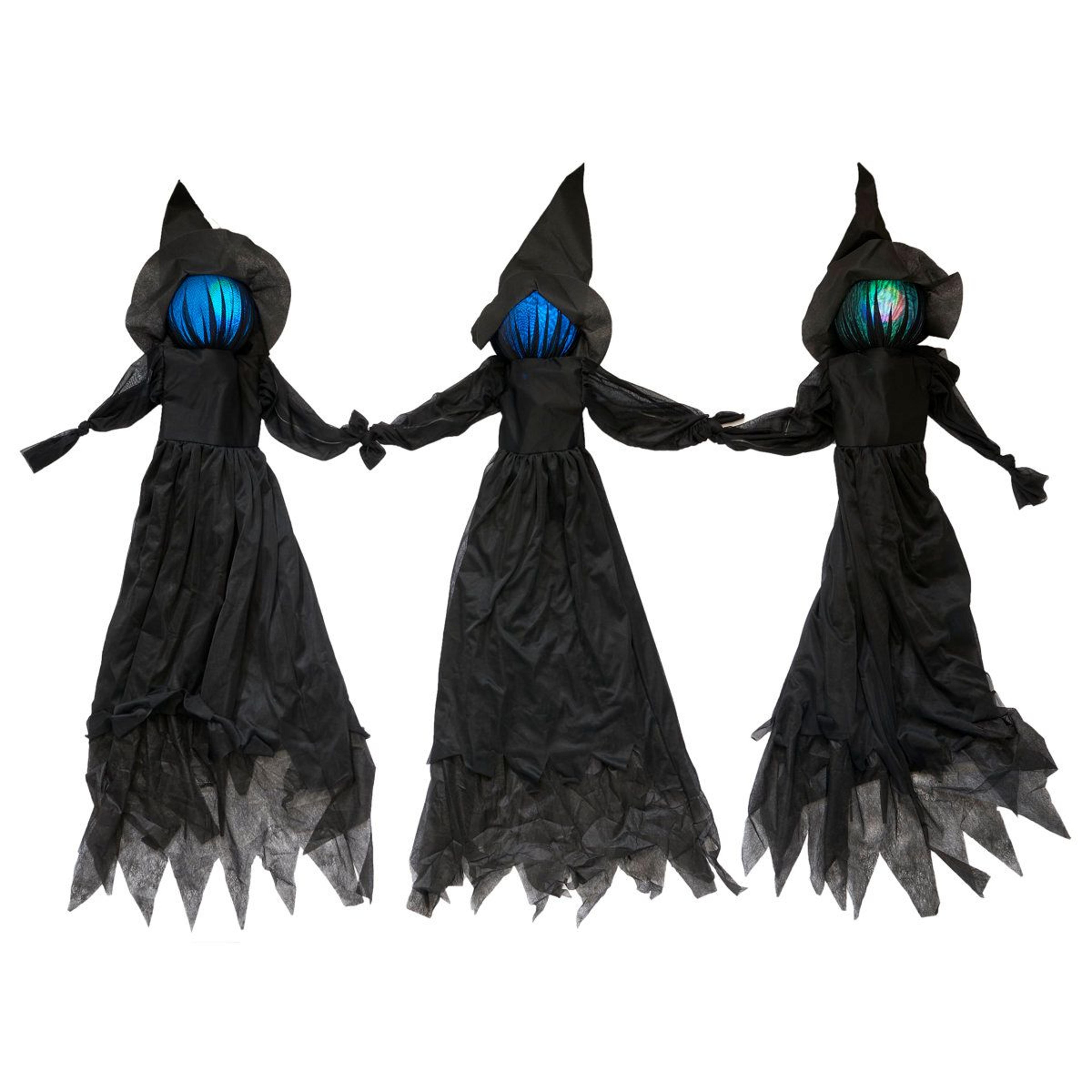 halloween light up triple witch garden stake with color changing led lights