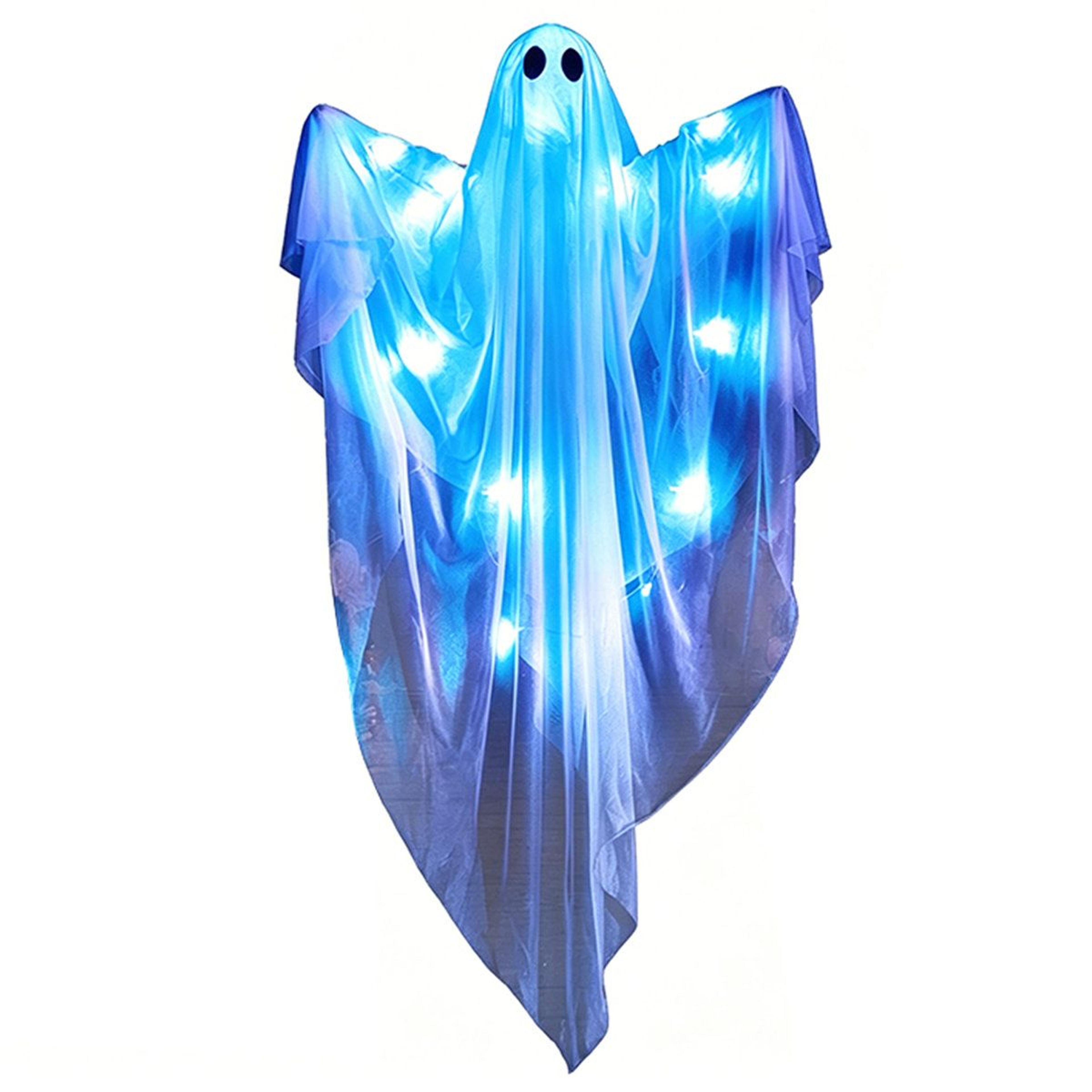light up hanging halloween ghost with blue led lights and bendable arms