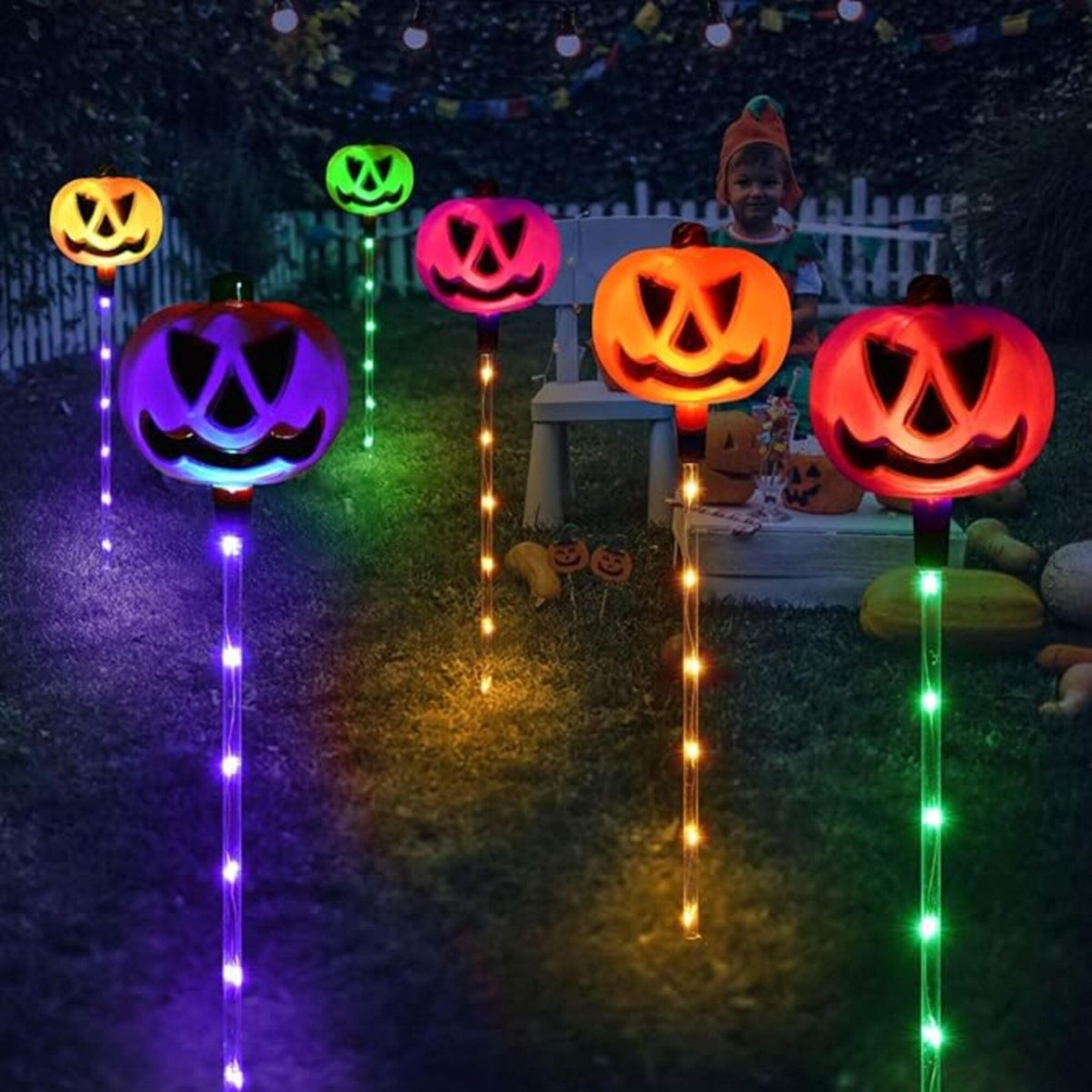 solar pumpkin pathway lights color changing halloween outdoor decorations