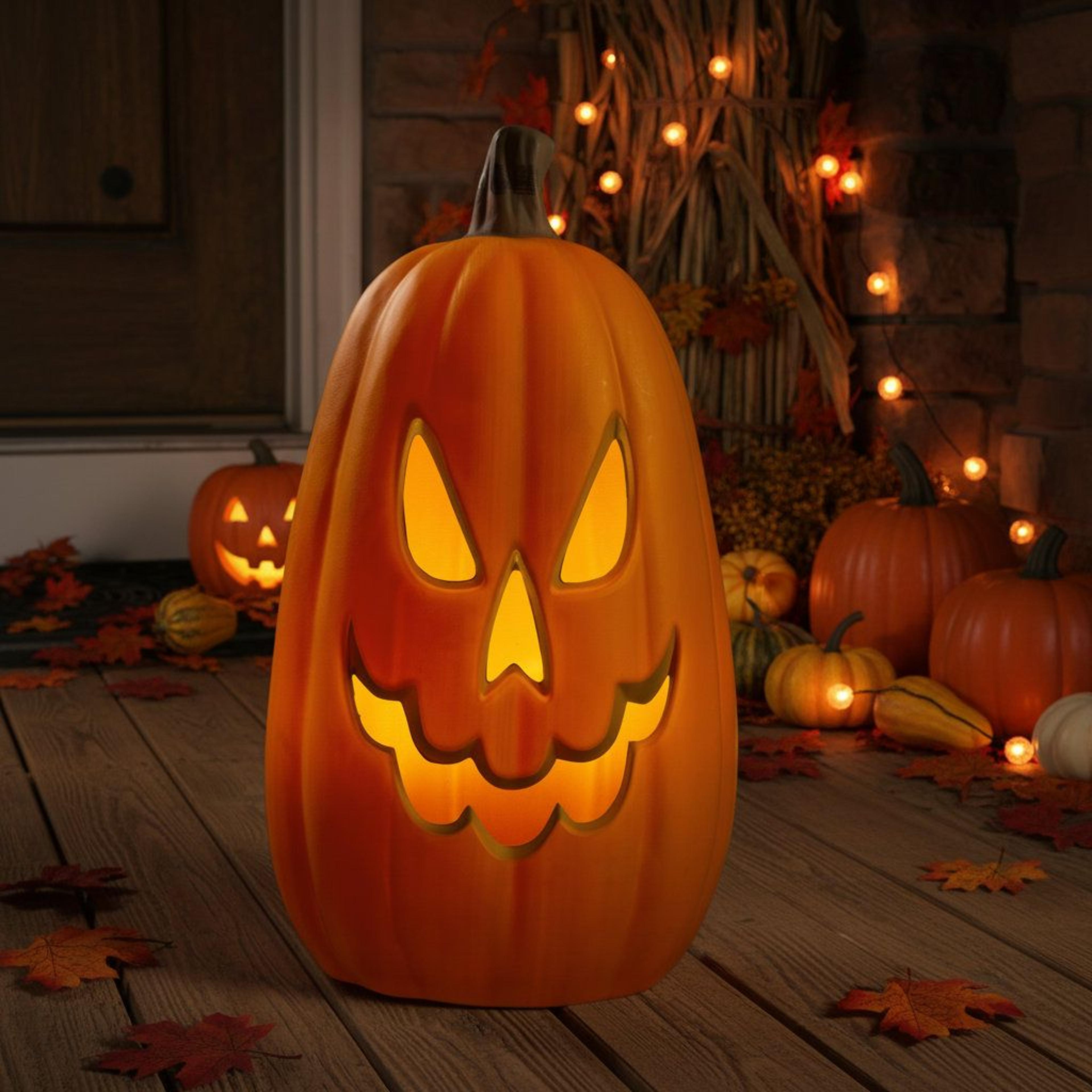 led lighted jack olantern pumpkin with hour timer for halloween decorations