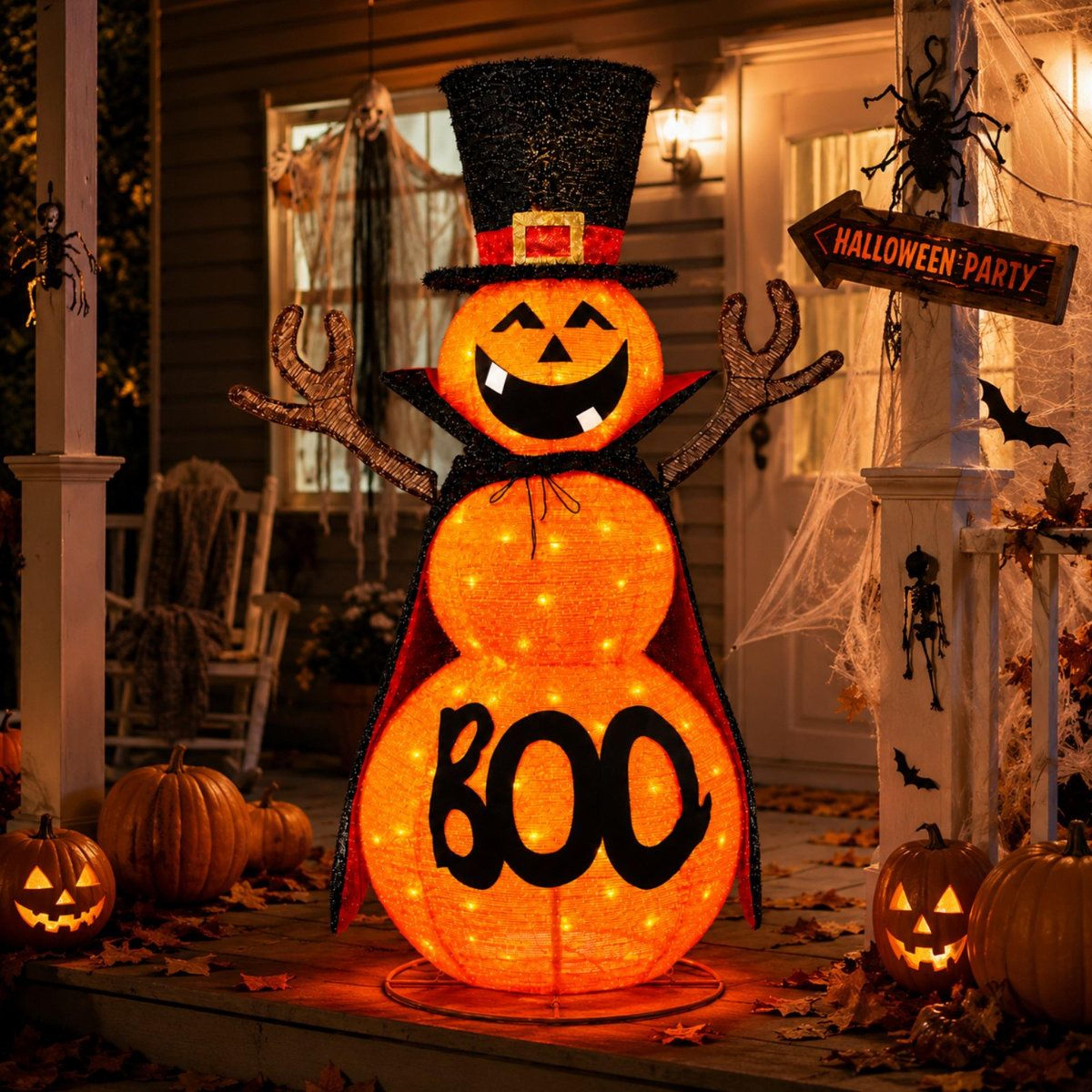 pre lit halloween pumpkin decoration with leds and witch hat