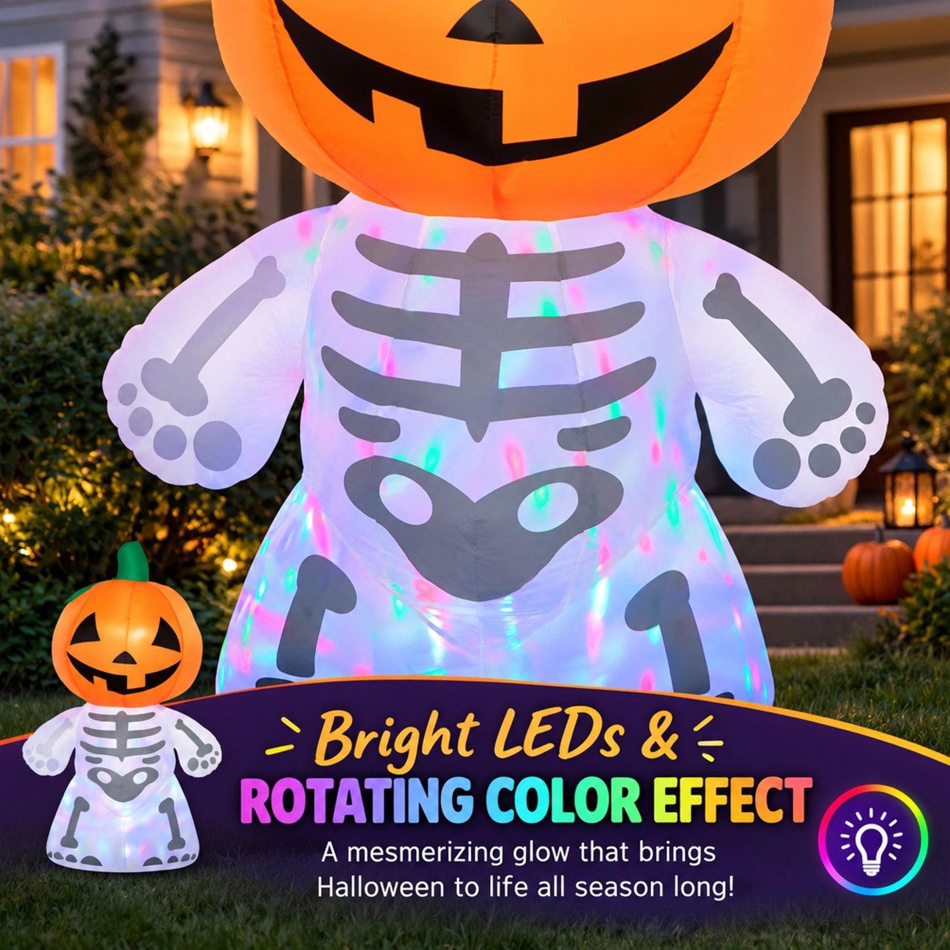 lighted halloween inflatable pumpkin man skeleton outdoor decoration