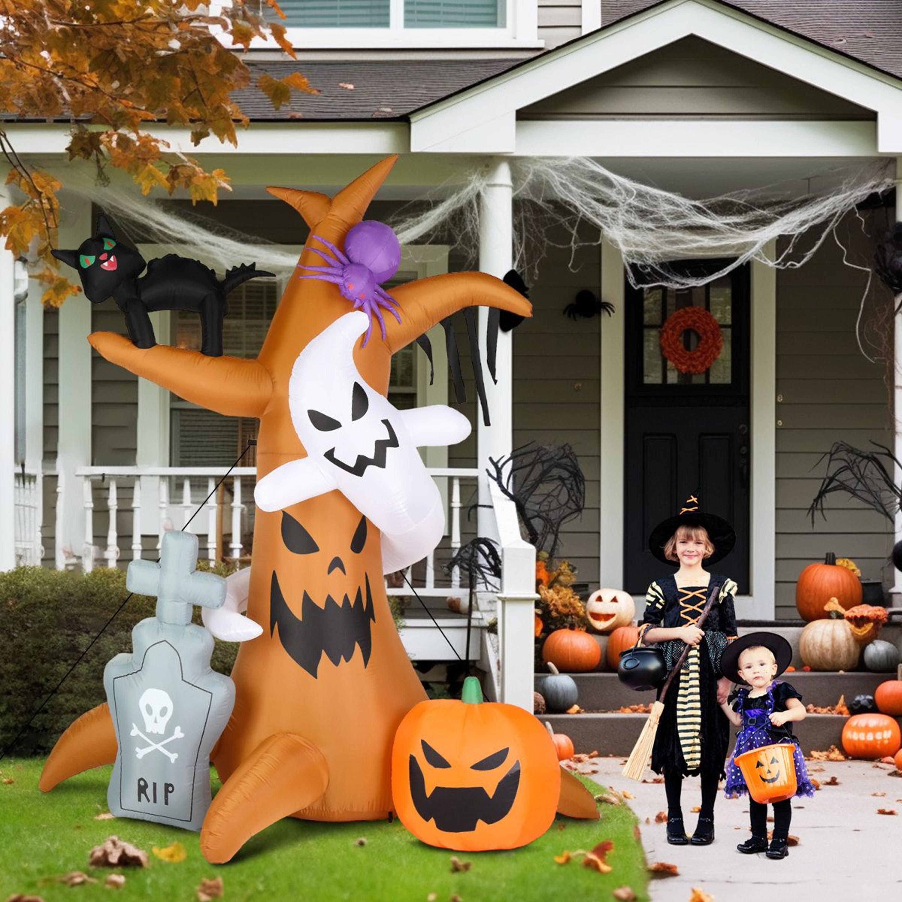 outdoor halloween inflatable ghost pumpkin tree with led lights