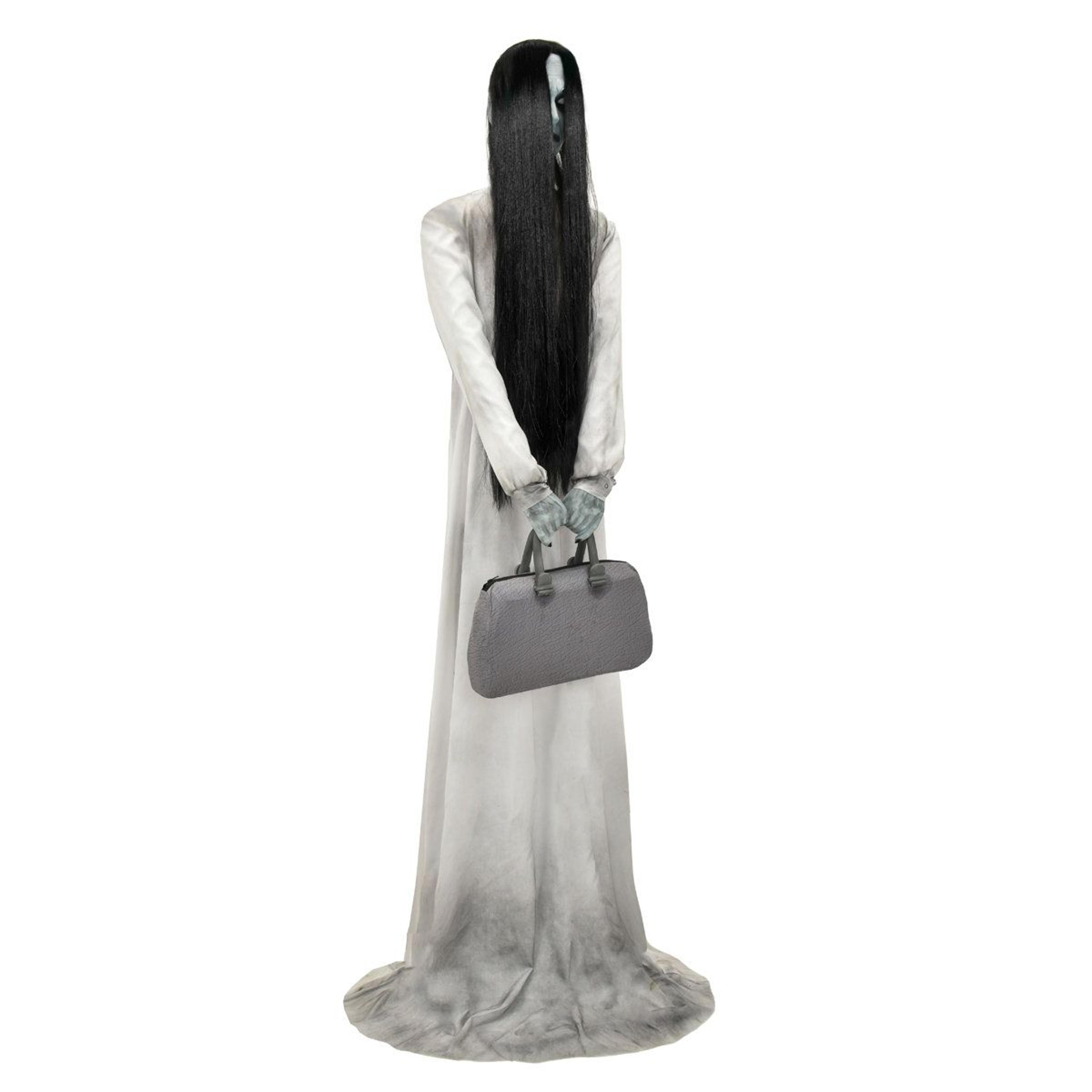 tall halloween animatronic specter lady with blue led lights