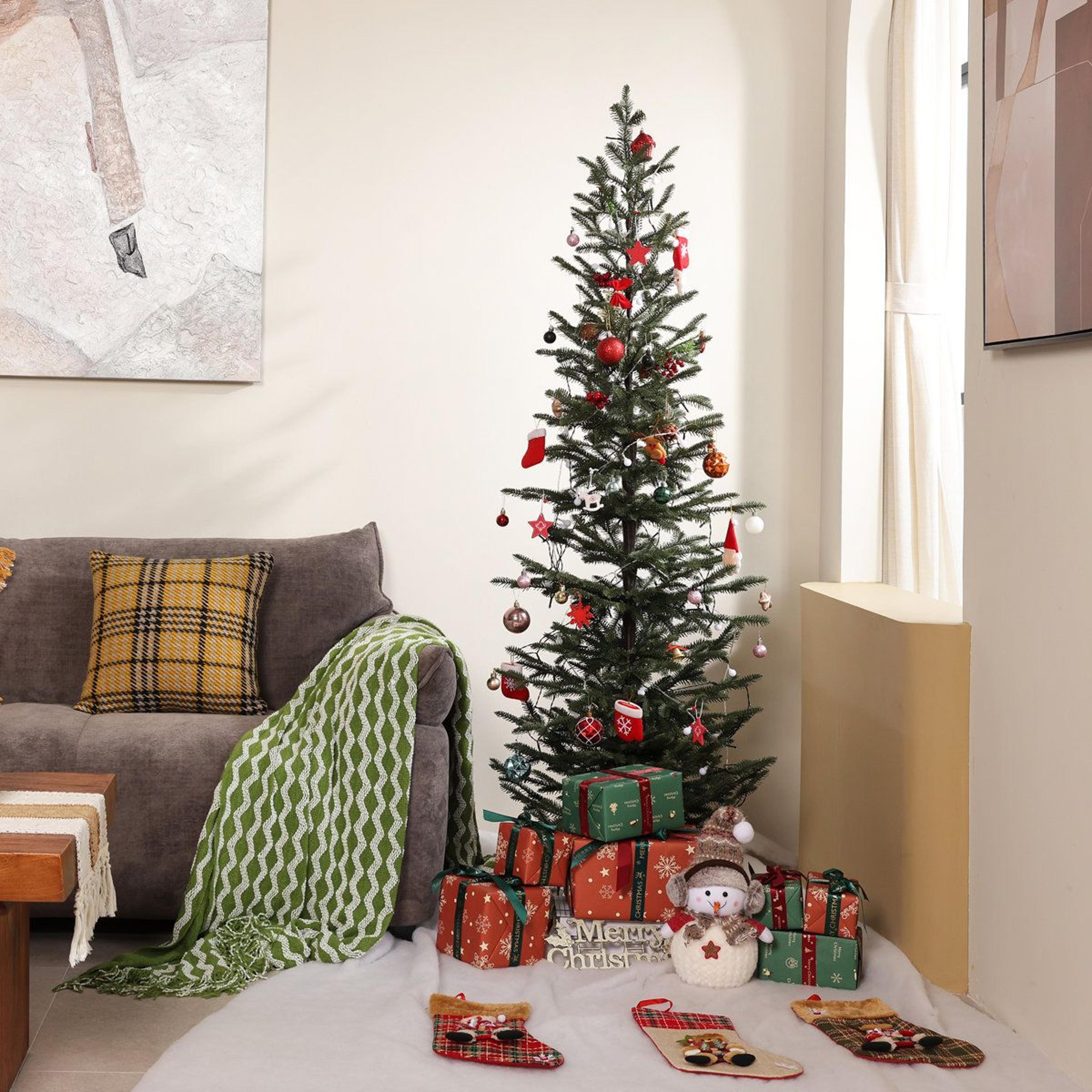 artificial pine christmas tree with realistic pe branches and metal stand