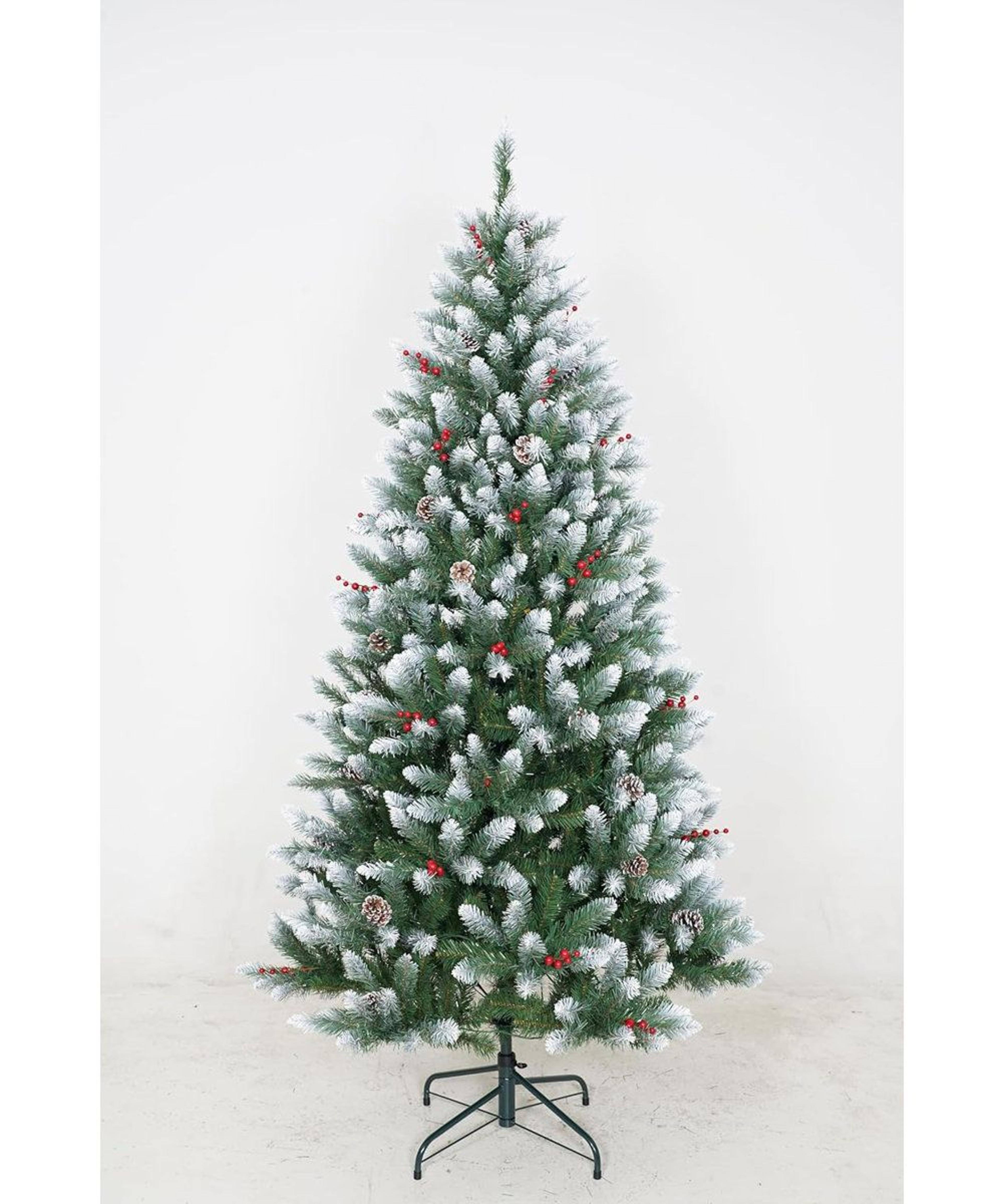 pre lit artificial christmas tree with warm white lights and pine cones