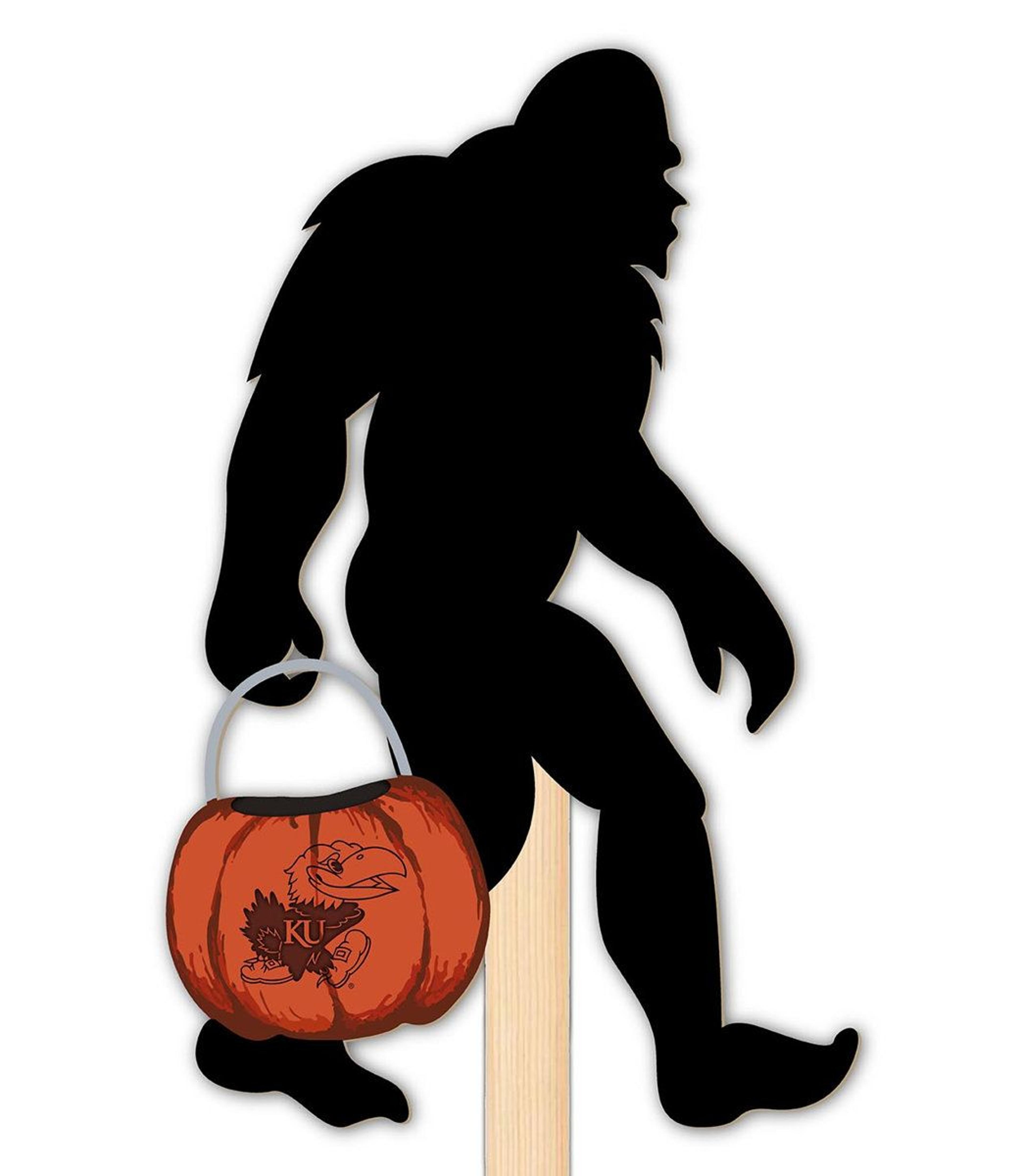 kansas bigfoot halloween yard stake red wooden garden decoration