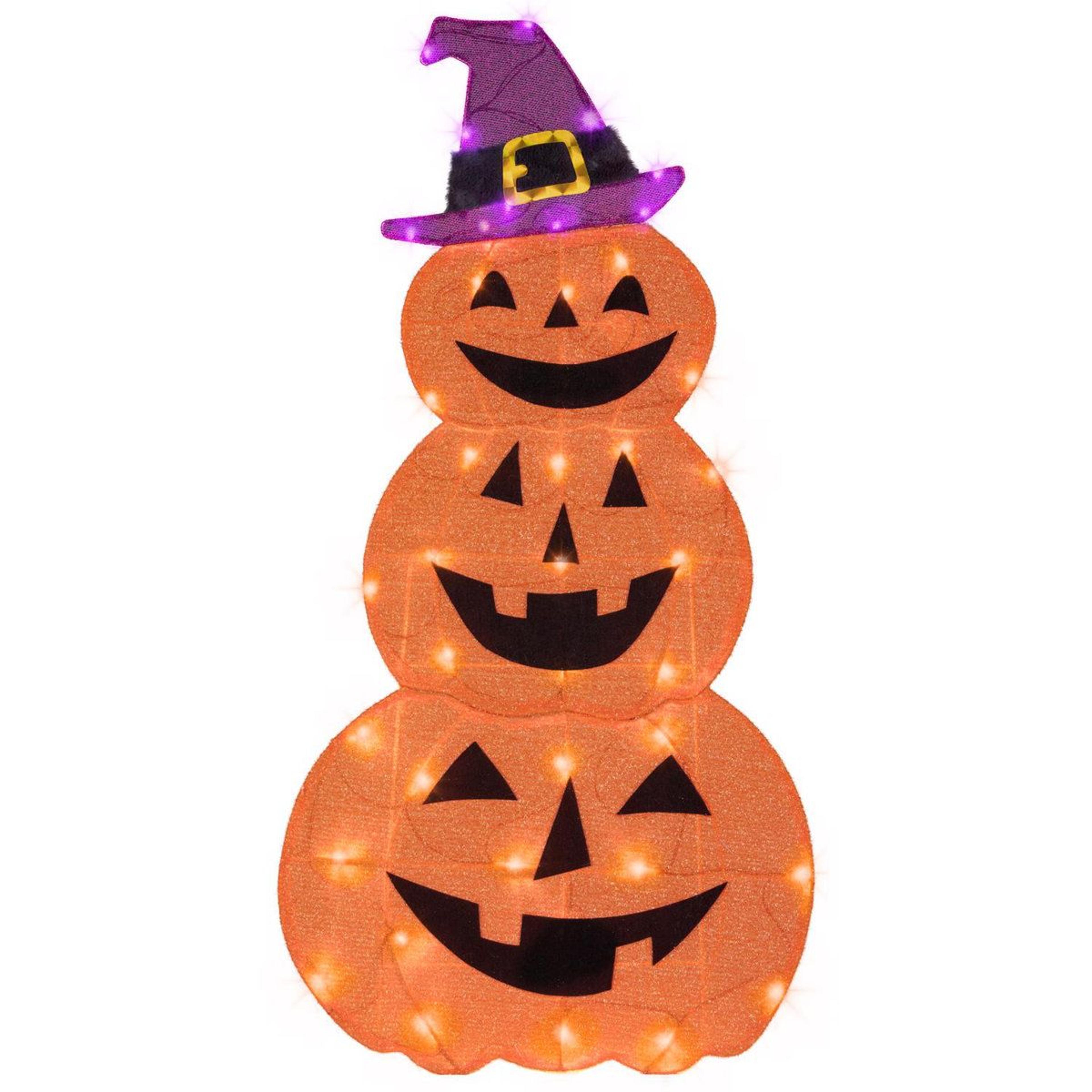lighted jack olantern halloween yard decoration with orange led lights