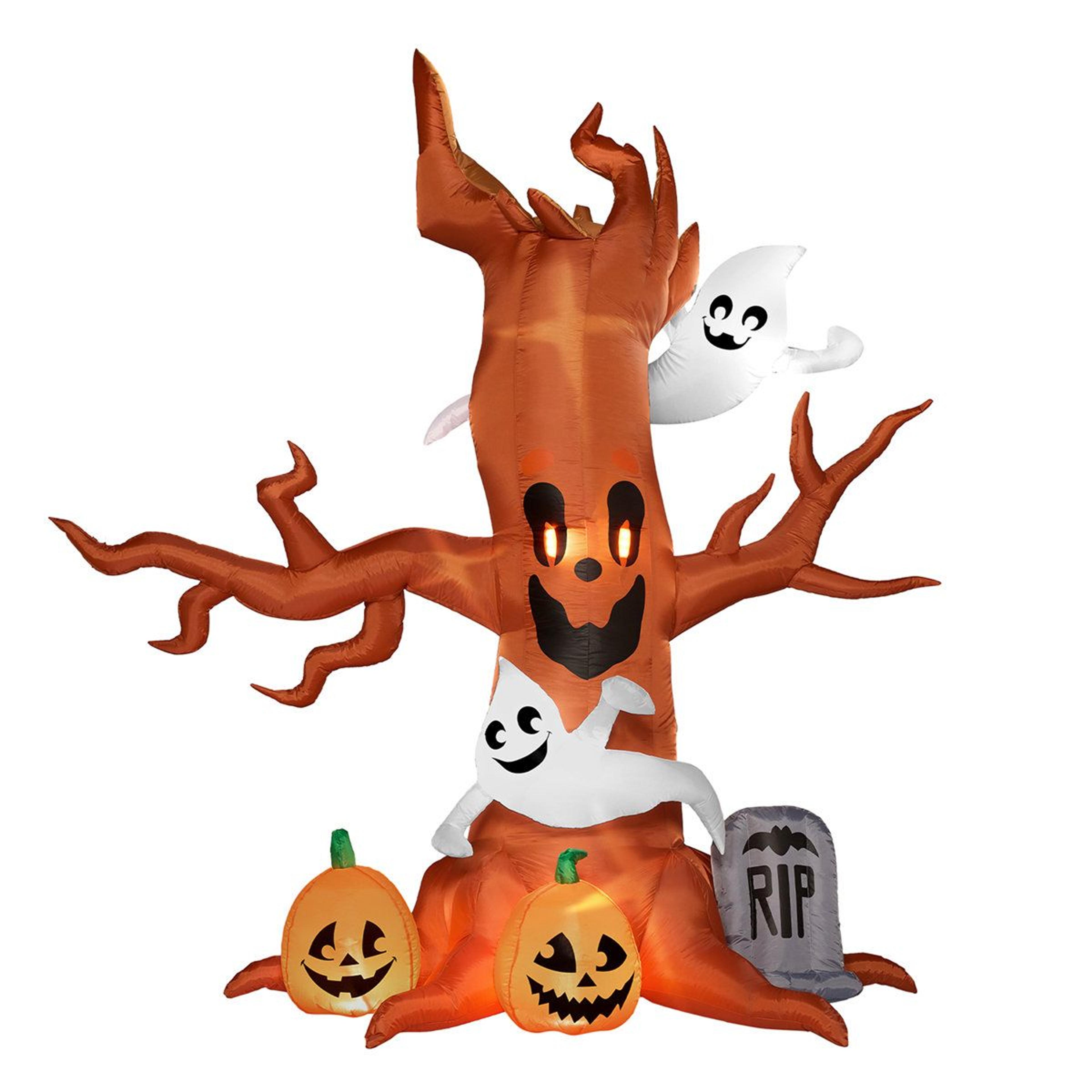 halloween inflatable scary tree with led lights ghosts pumpkins and tombstones