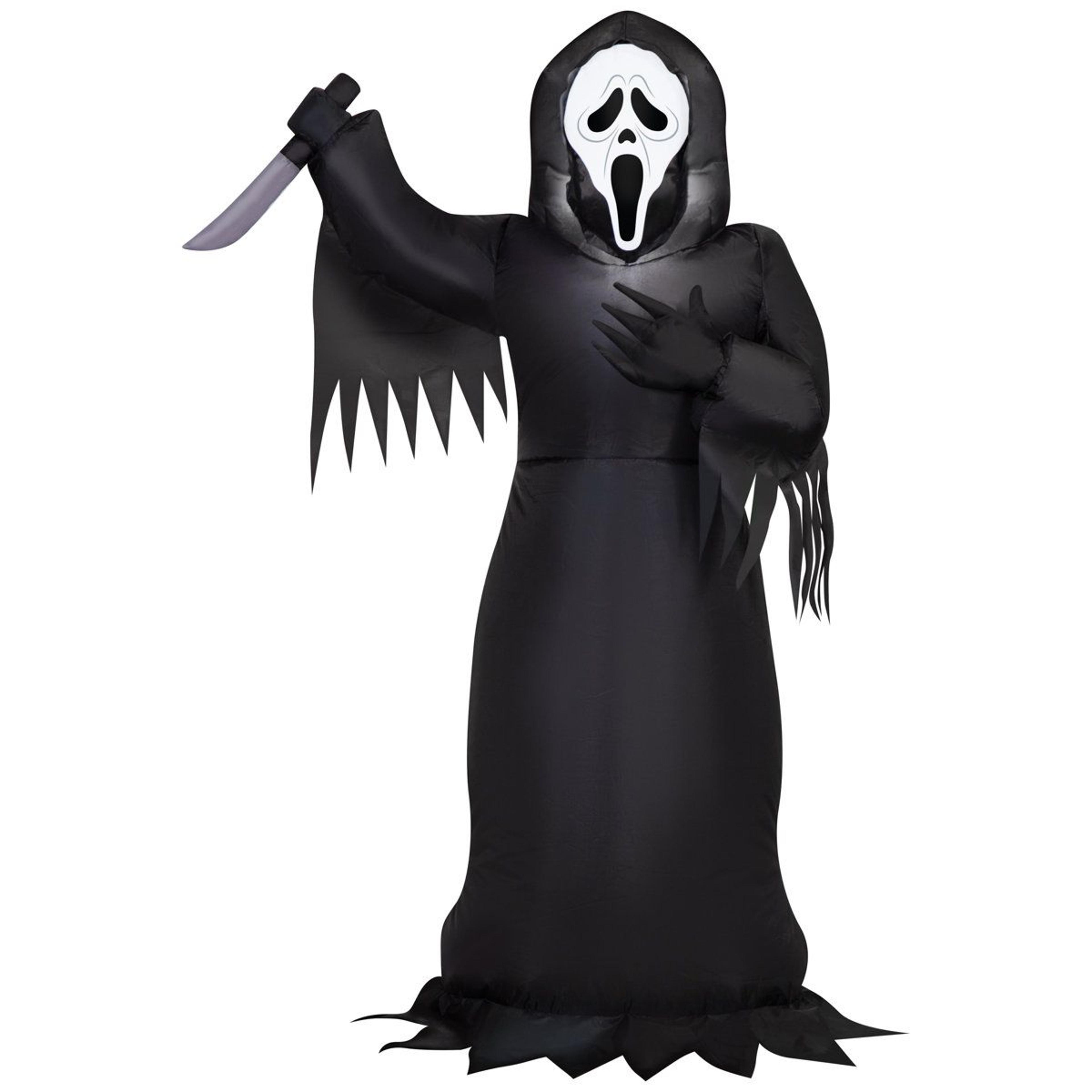 ghost face halloween inflatable decoration with light up display