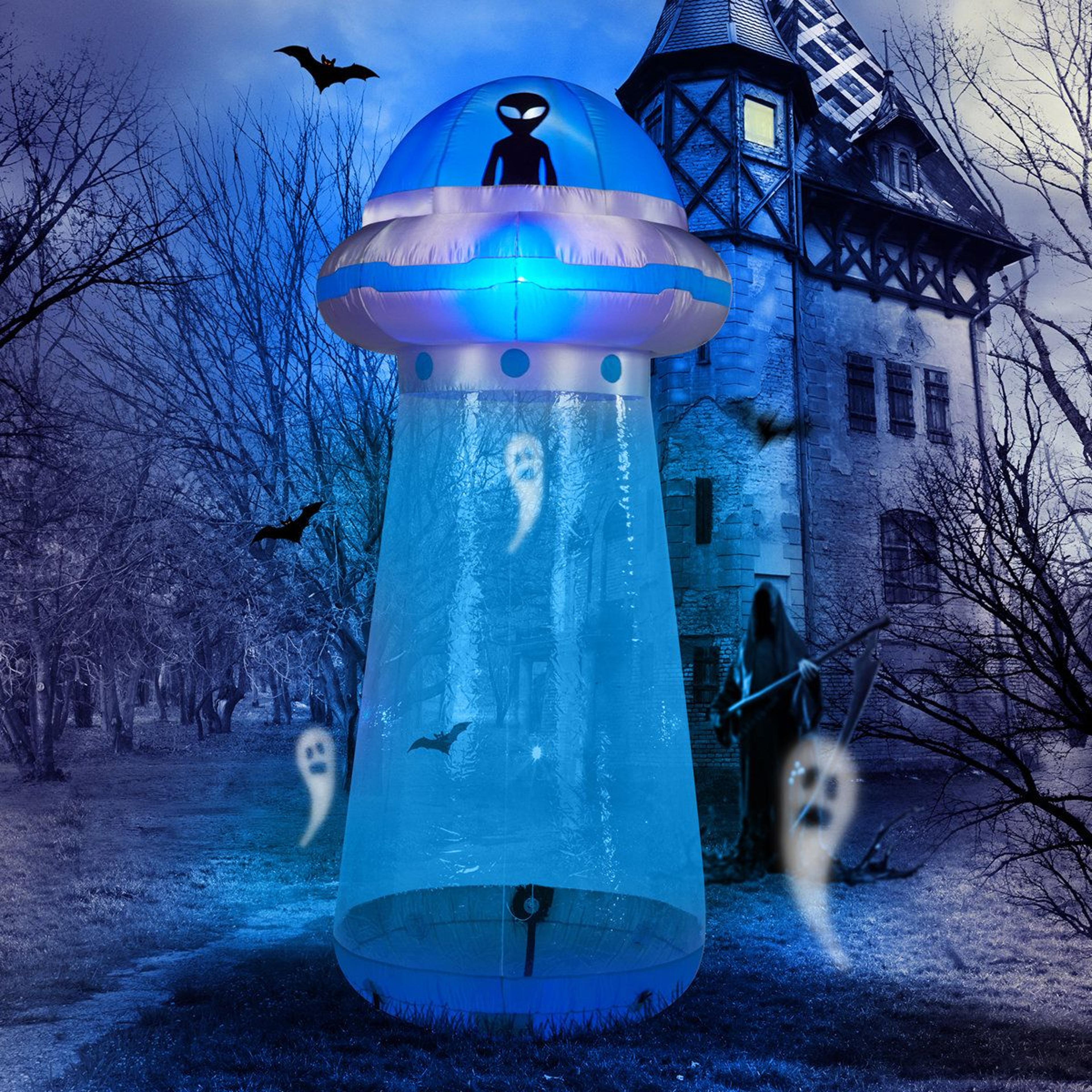 halloween ufo inflatable yard decoration with led lights
