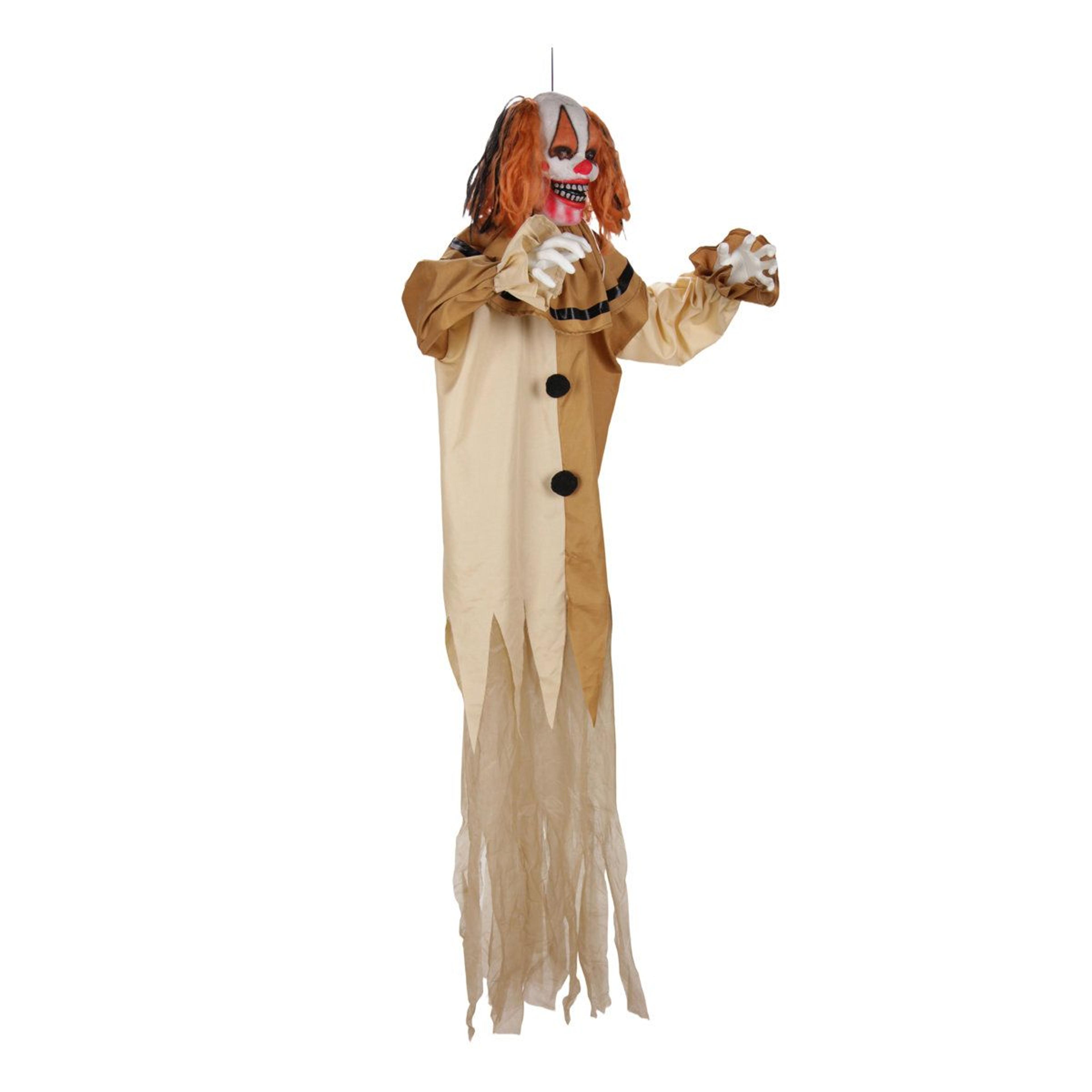 animated hanging clown halloween decoration with red led eyes and sound