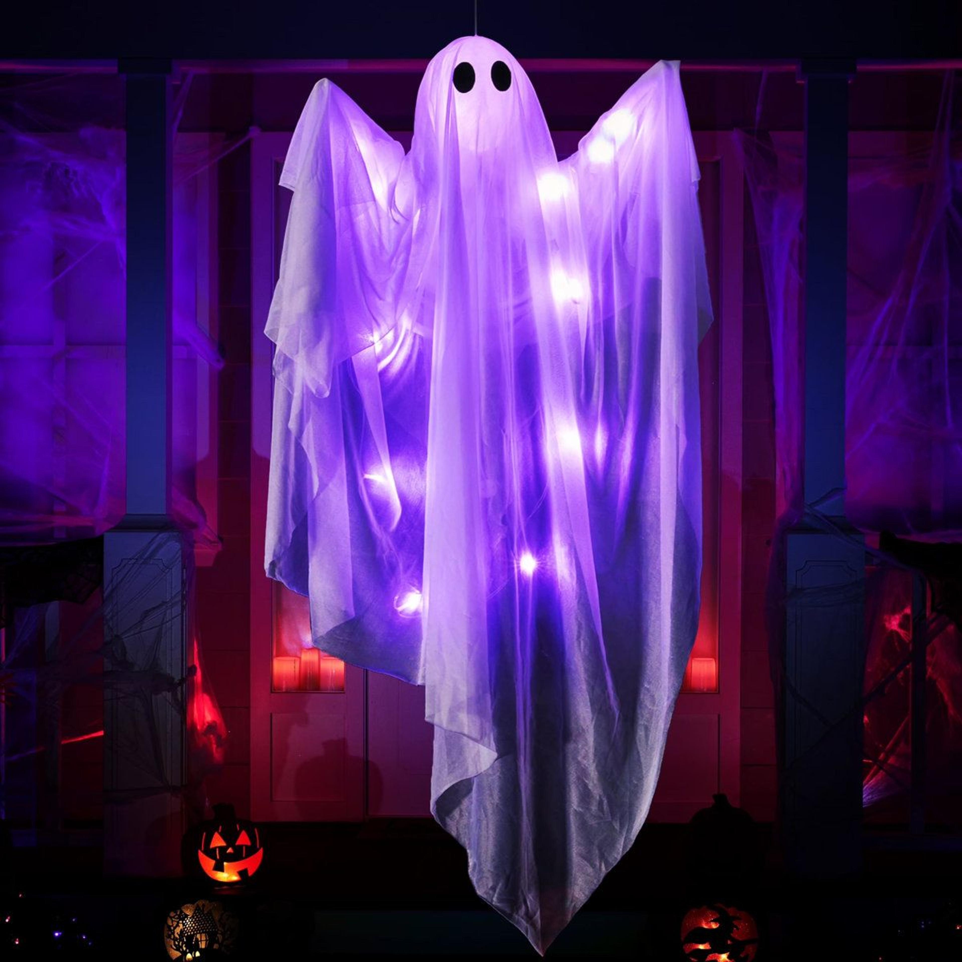 hanging halloween ghost decoration with blue led light