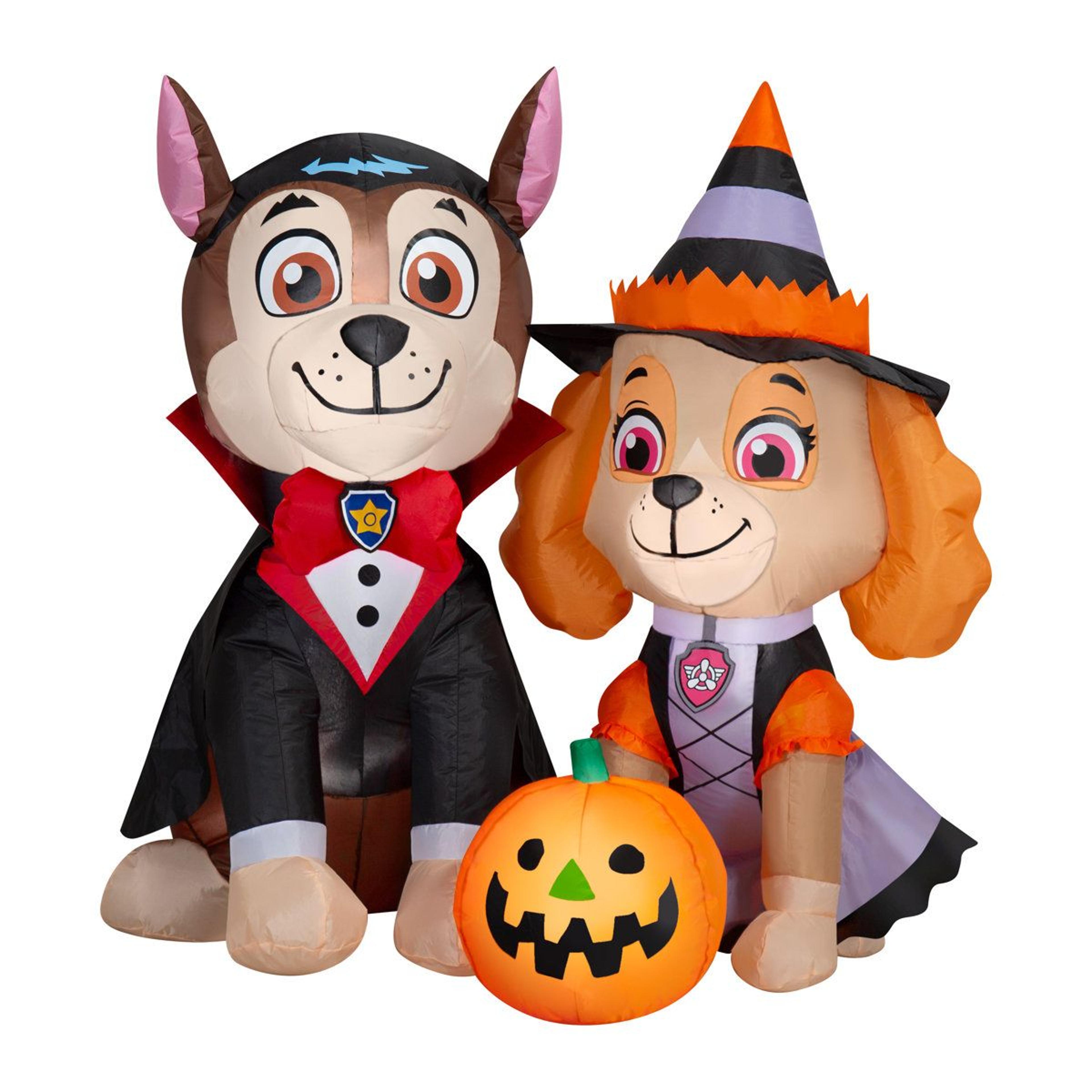 halloween inflatable vampire chase and witch skye with light up pumpkin
