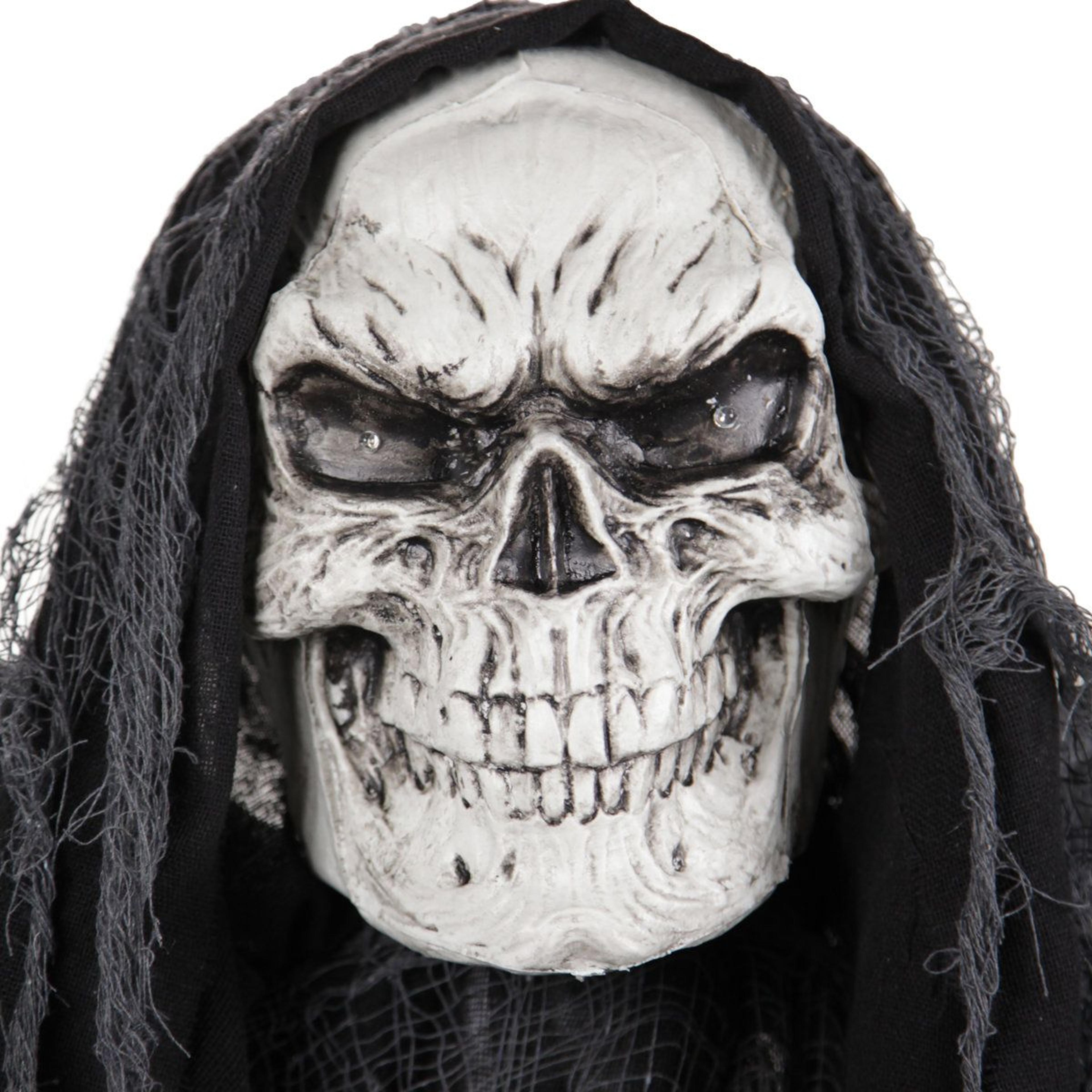 standing animated reaper with wings halloween animatronic with led eyes