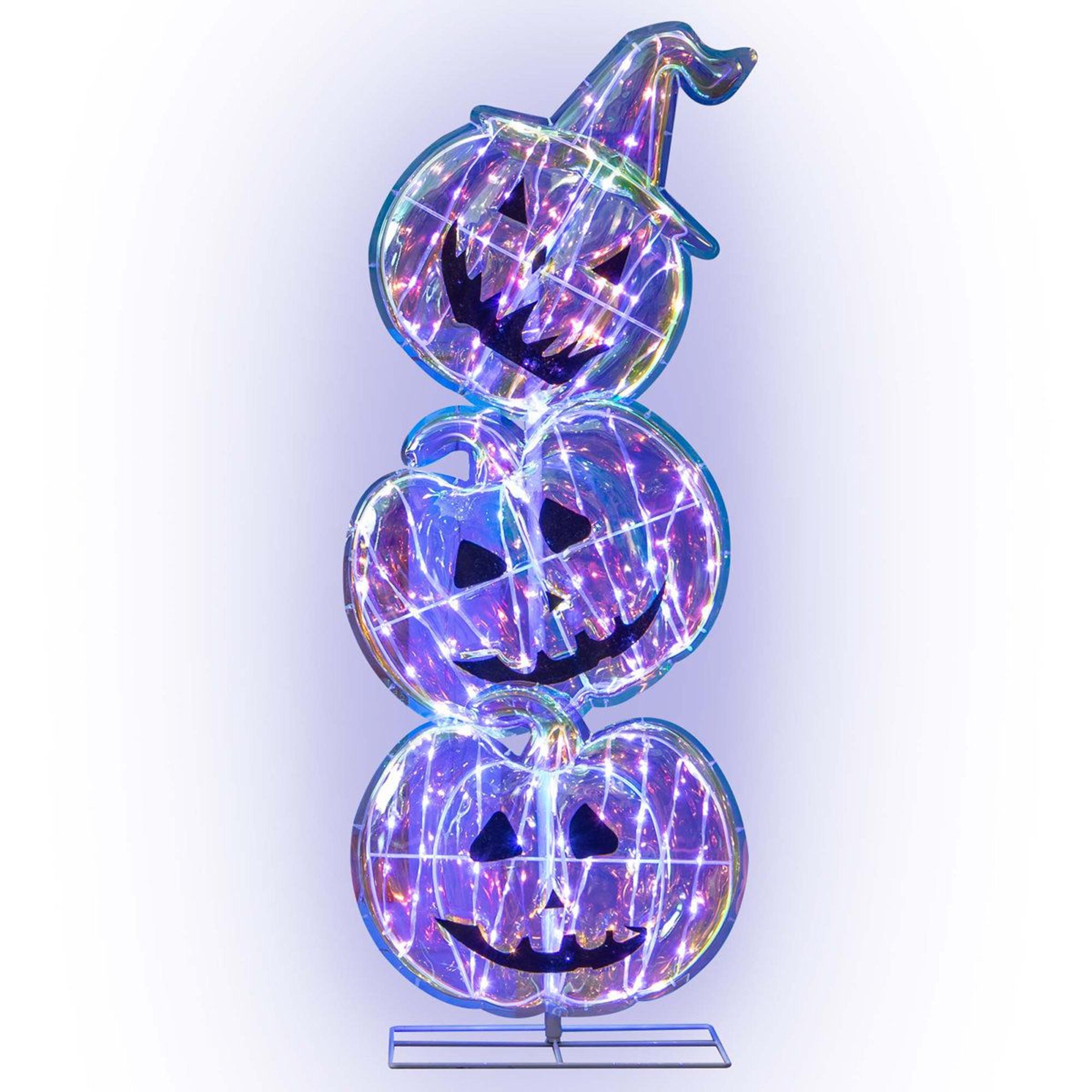 lighted stacked pumpkins halloween yard decoration with led lights