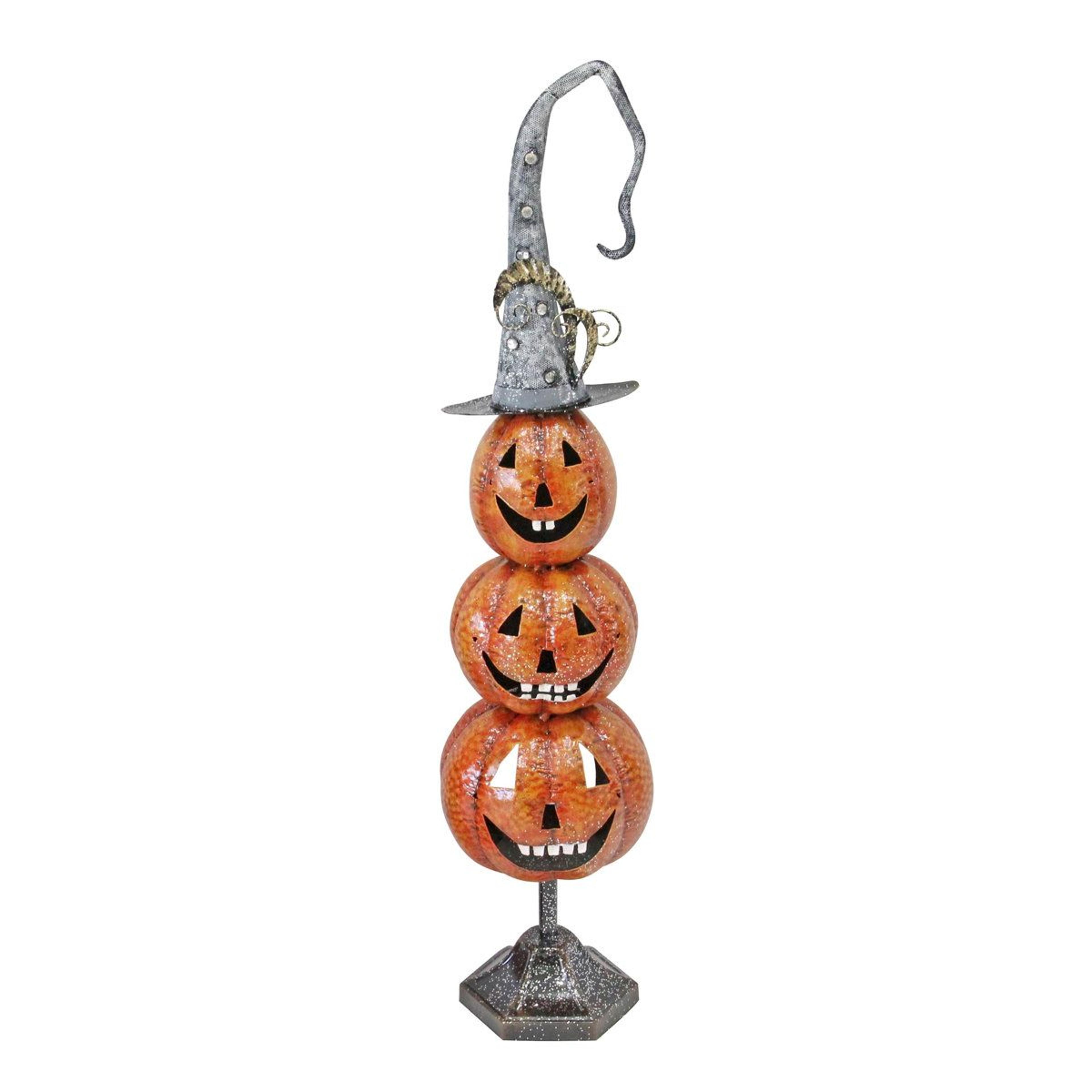 metal jack o lantern totem tower halloween decoration with stand