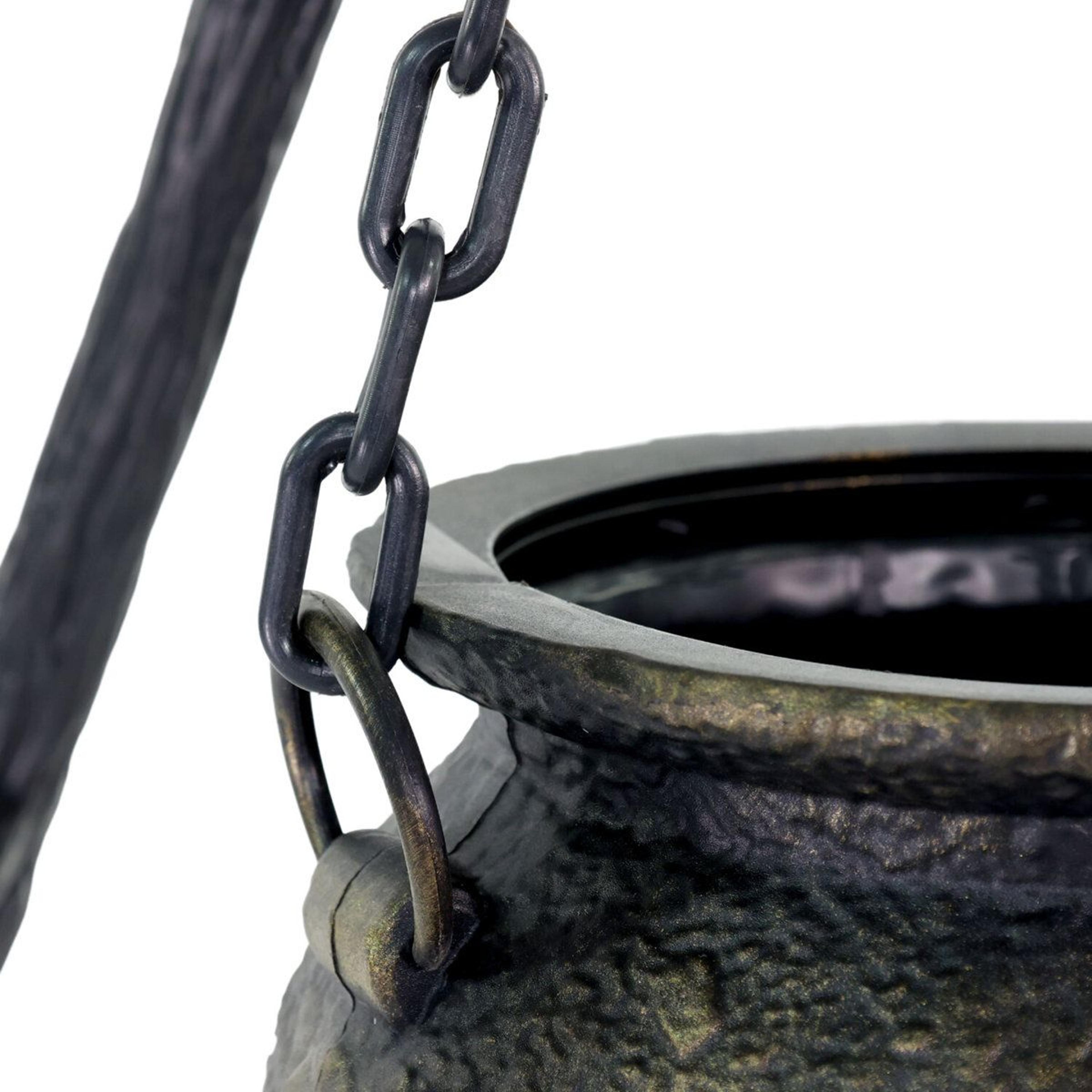 animated witch cauldron halloween figurine with lights and sound