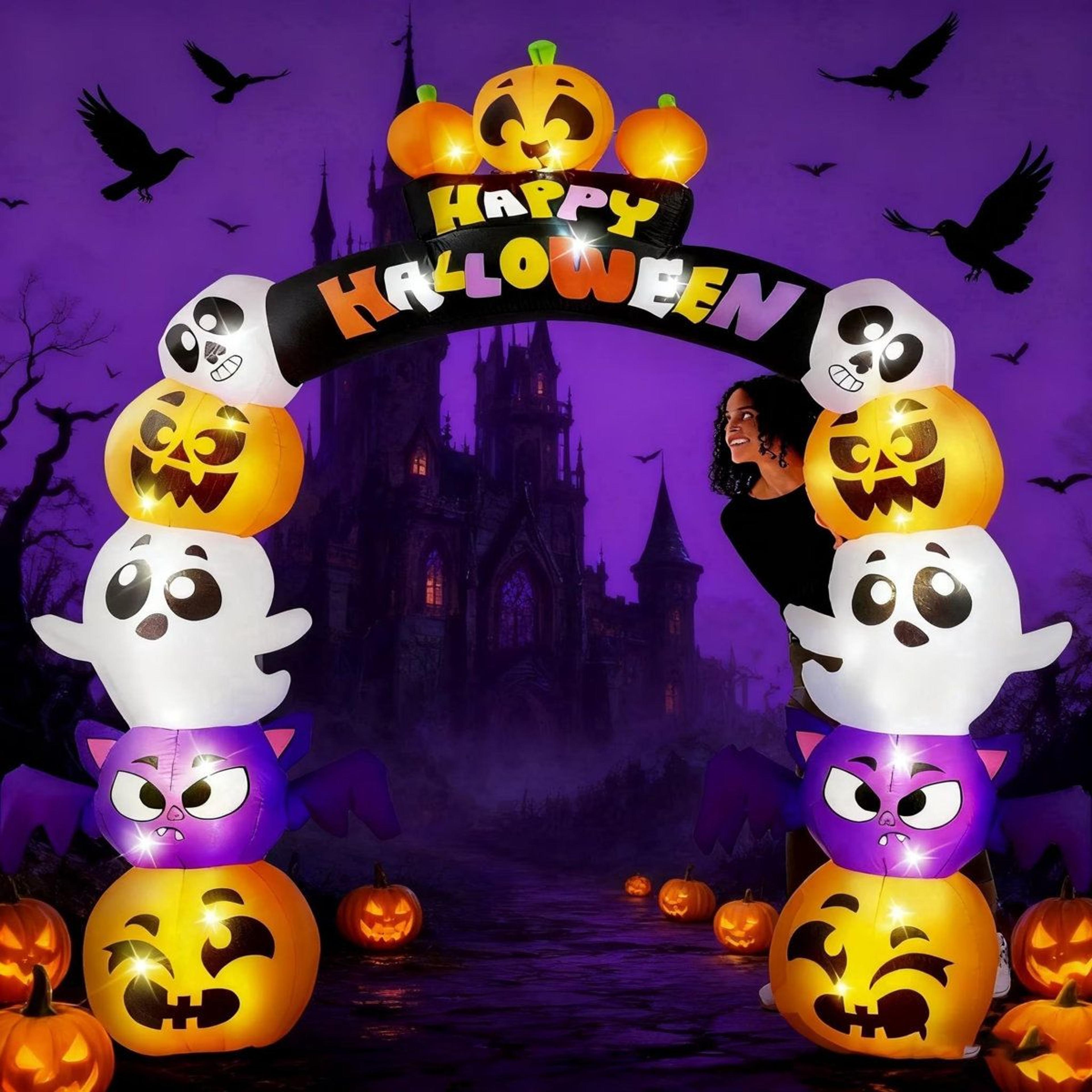 polyester halloween inflatable archway with led lights