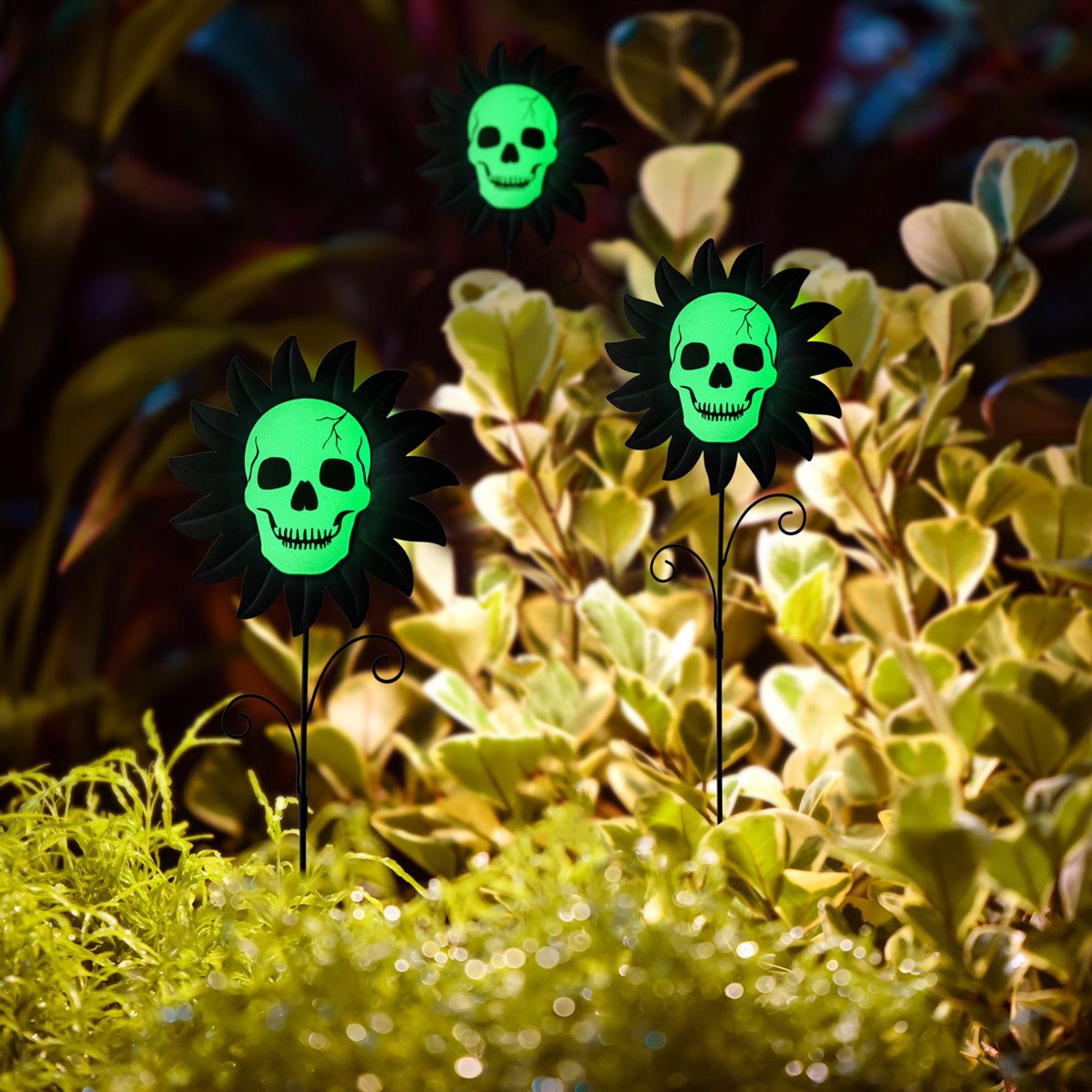 skeleton halloween metal garden stake set outdoor yard decoration