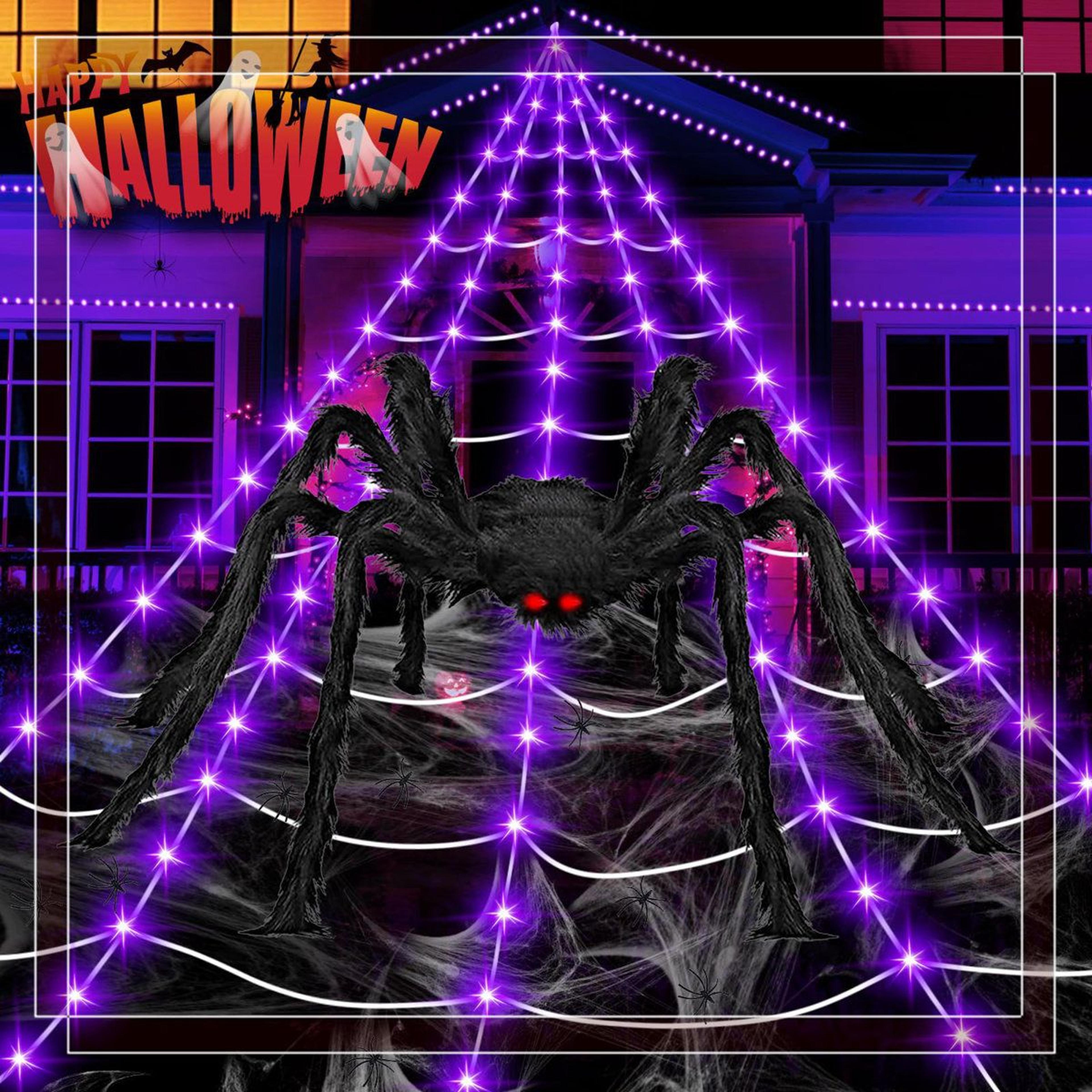 lighted halloween spider web decoration with giant spider 200 led lights