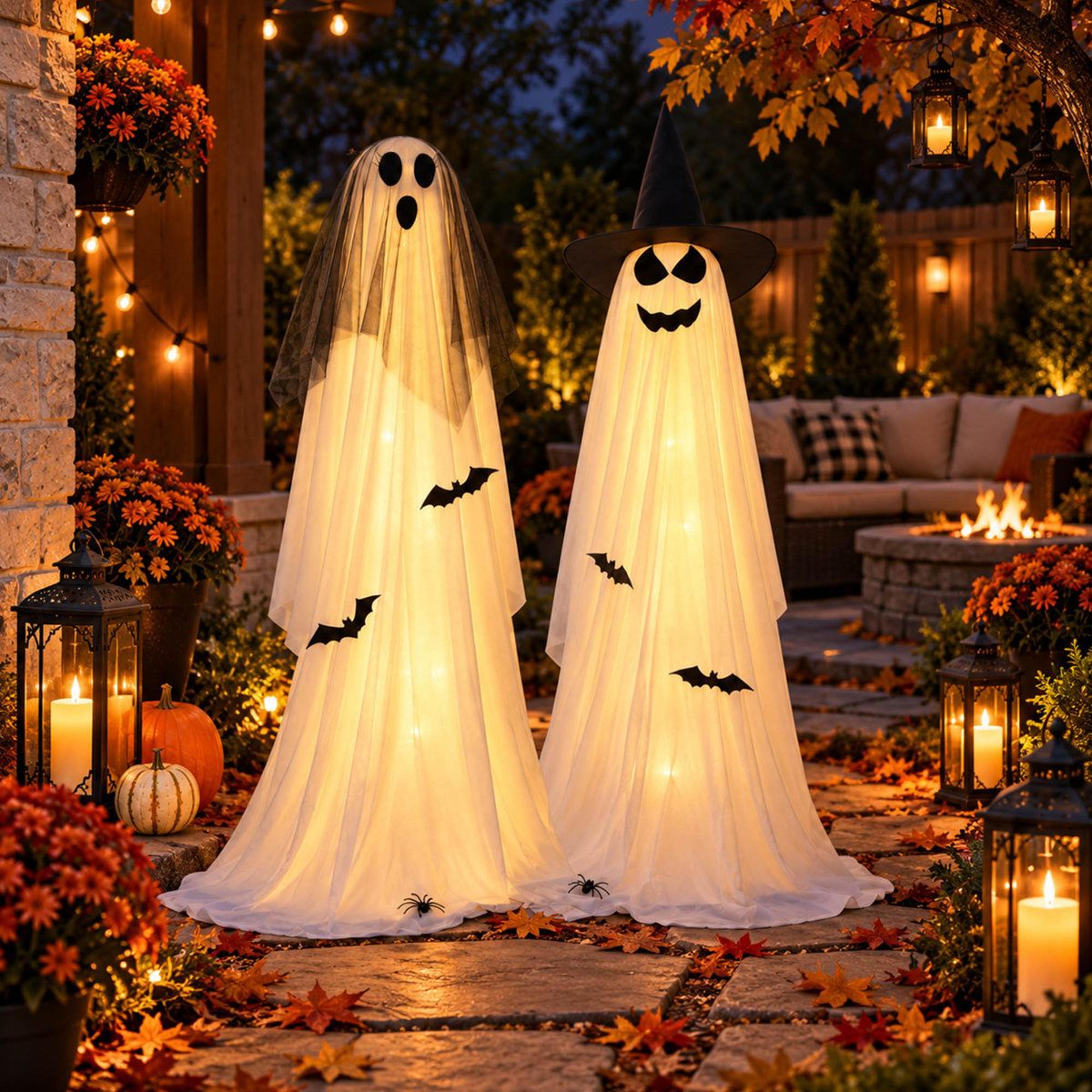 light up halloween ghost decorations with adjustable tripods