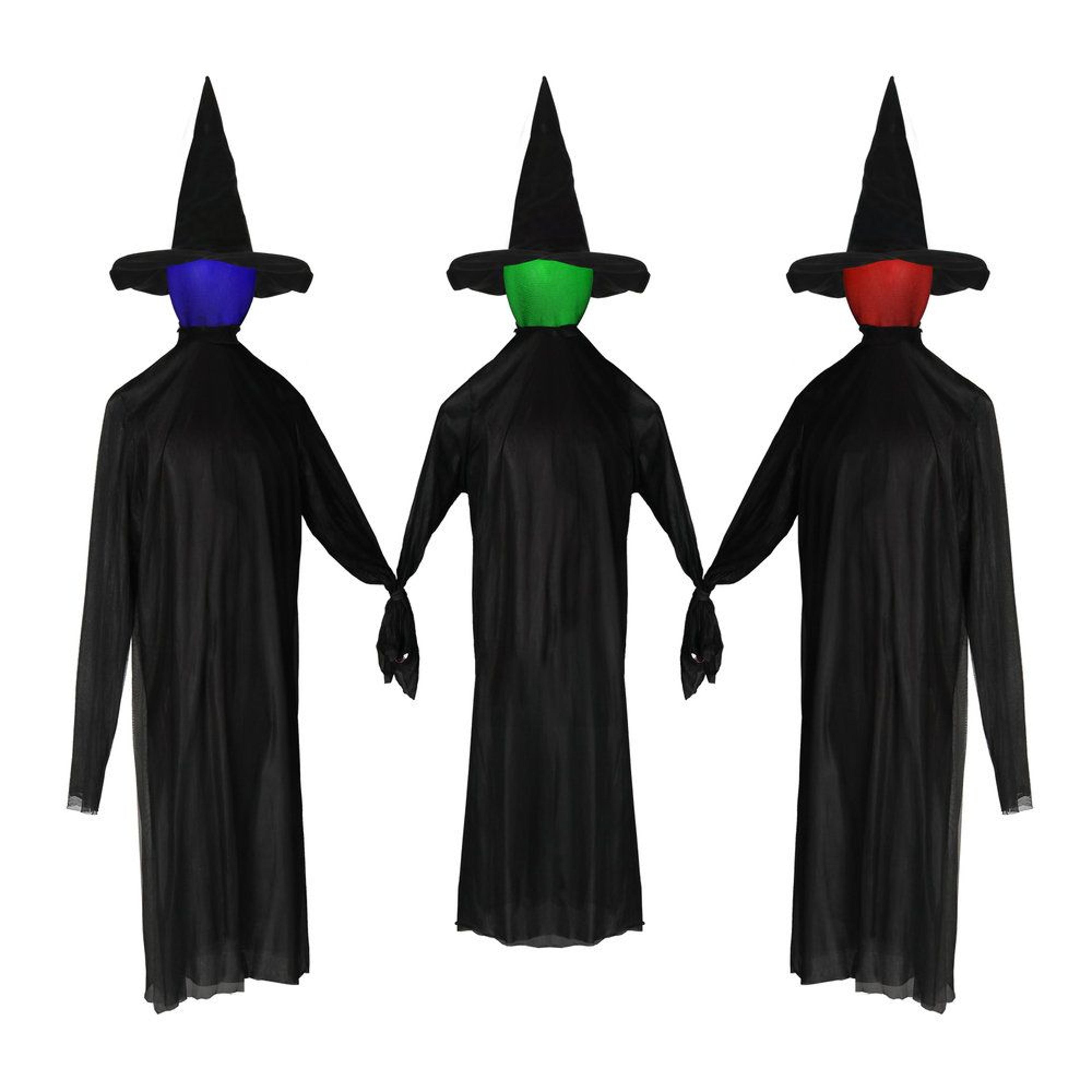 halloween standing black witch decoration with led lights and spooky sounds