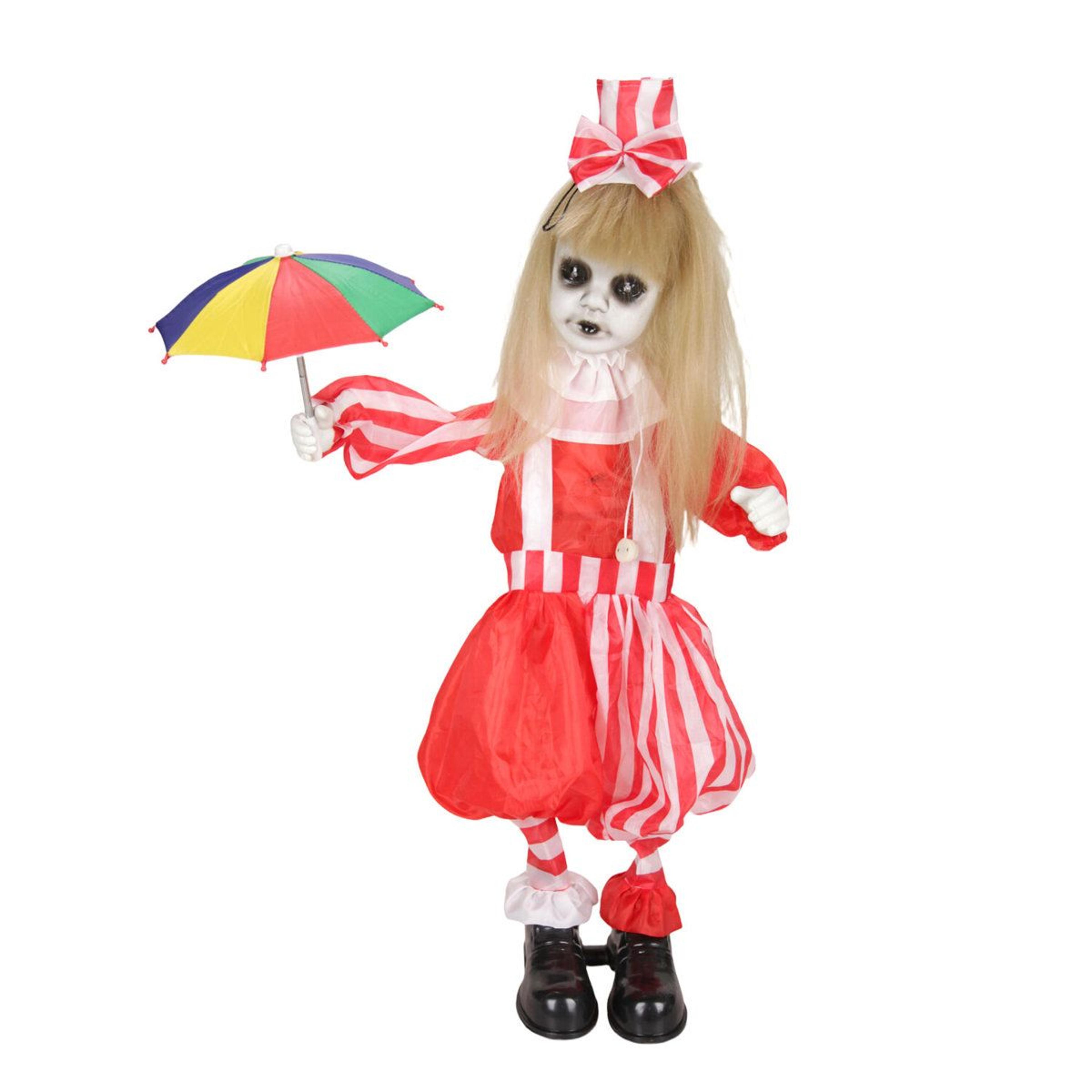 animated halloween girl with umbrella and glowing red led eyes