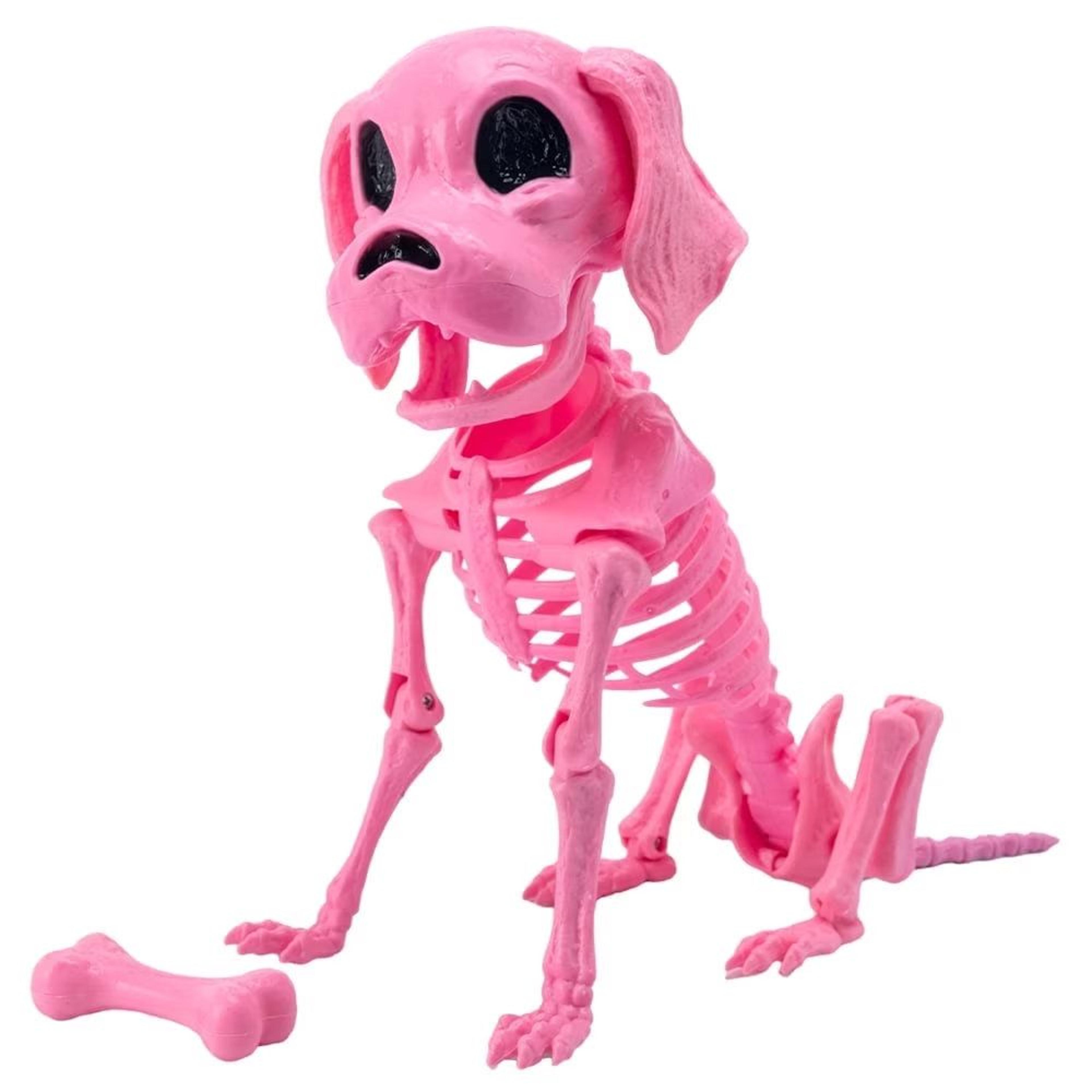 posable pink dog skeleton halloween figurine decoration