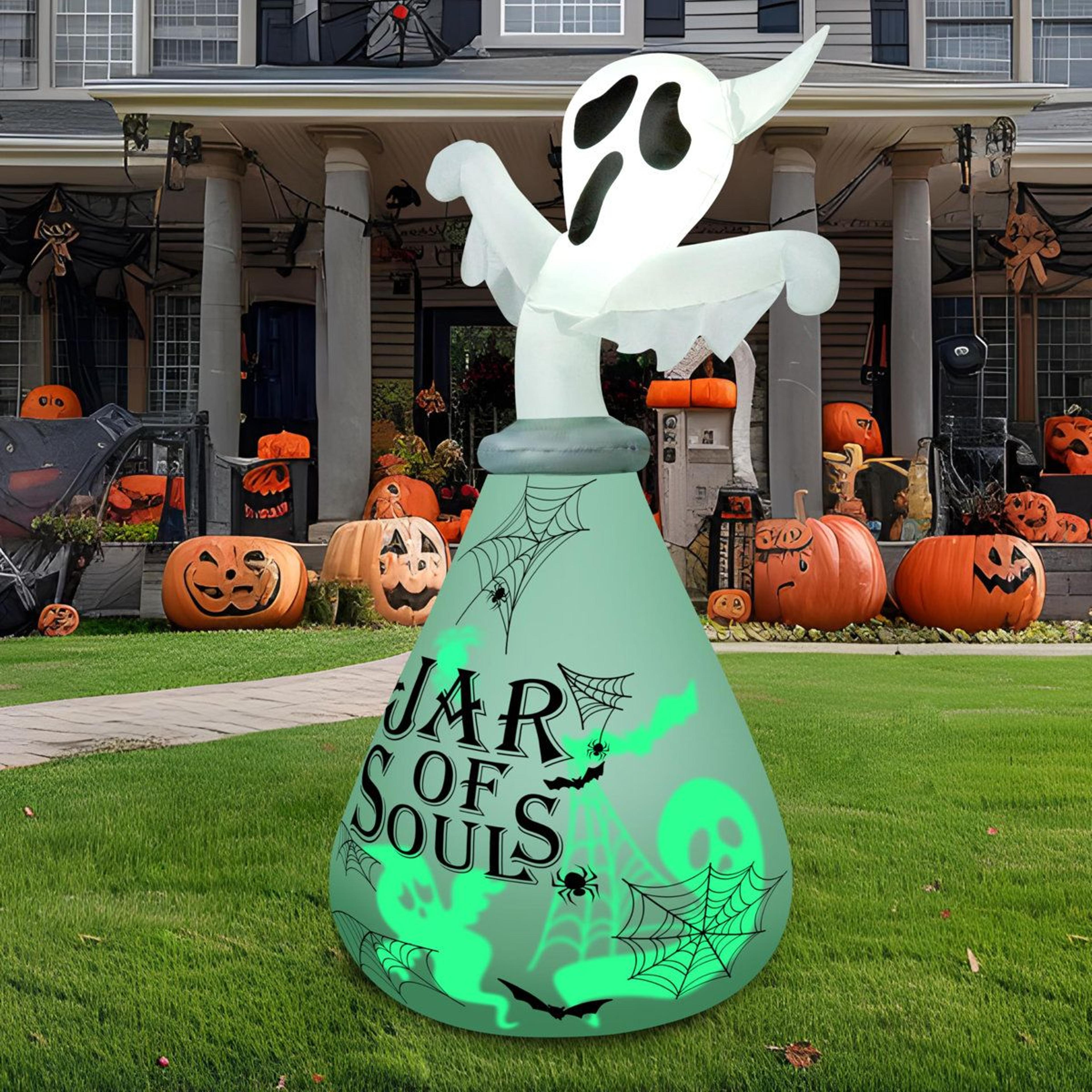 halloween inflatable ghost decoration with green led lighting