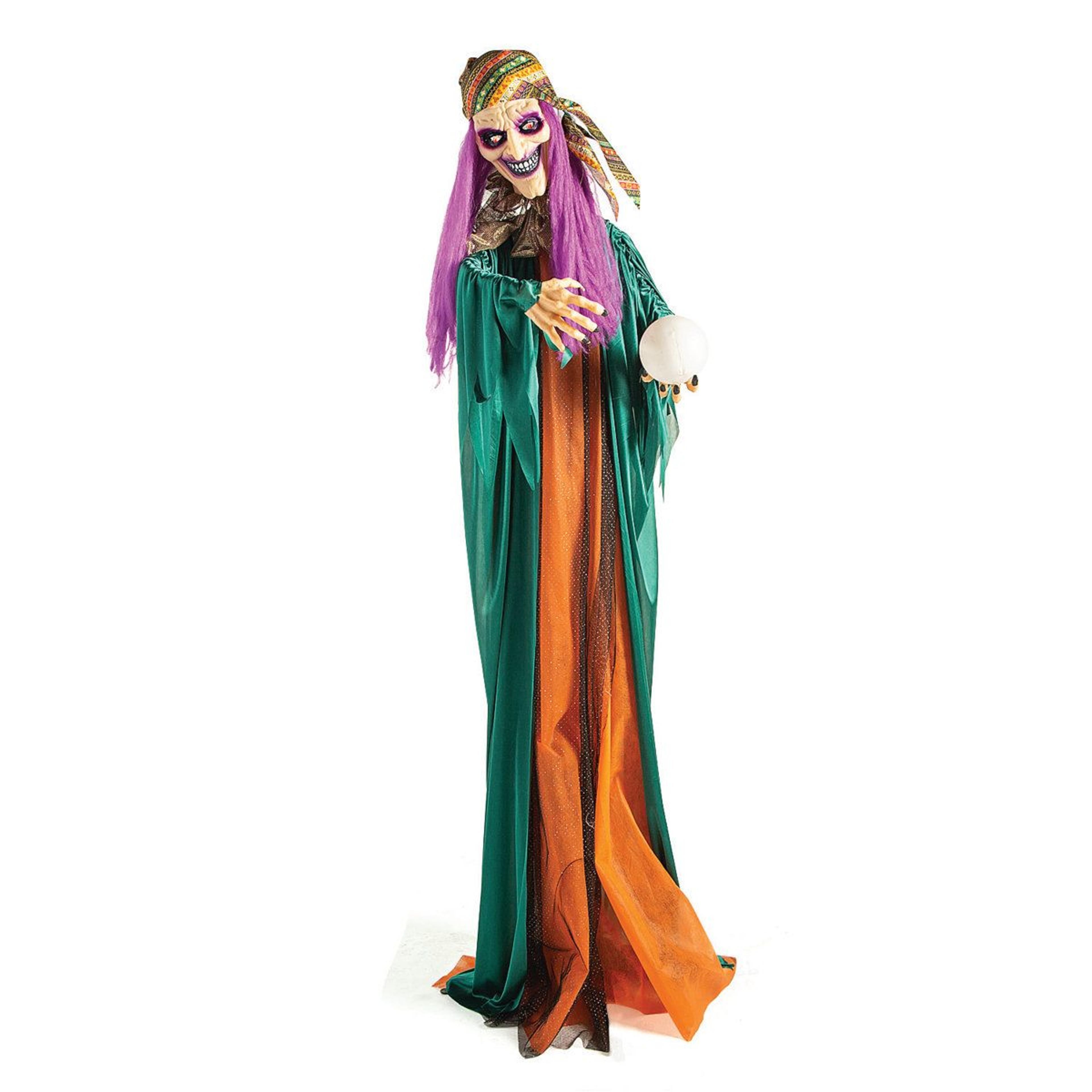 animated halloween witch figurine battery powered polyester decoration