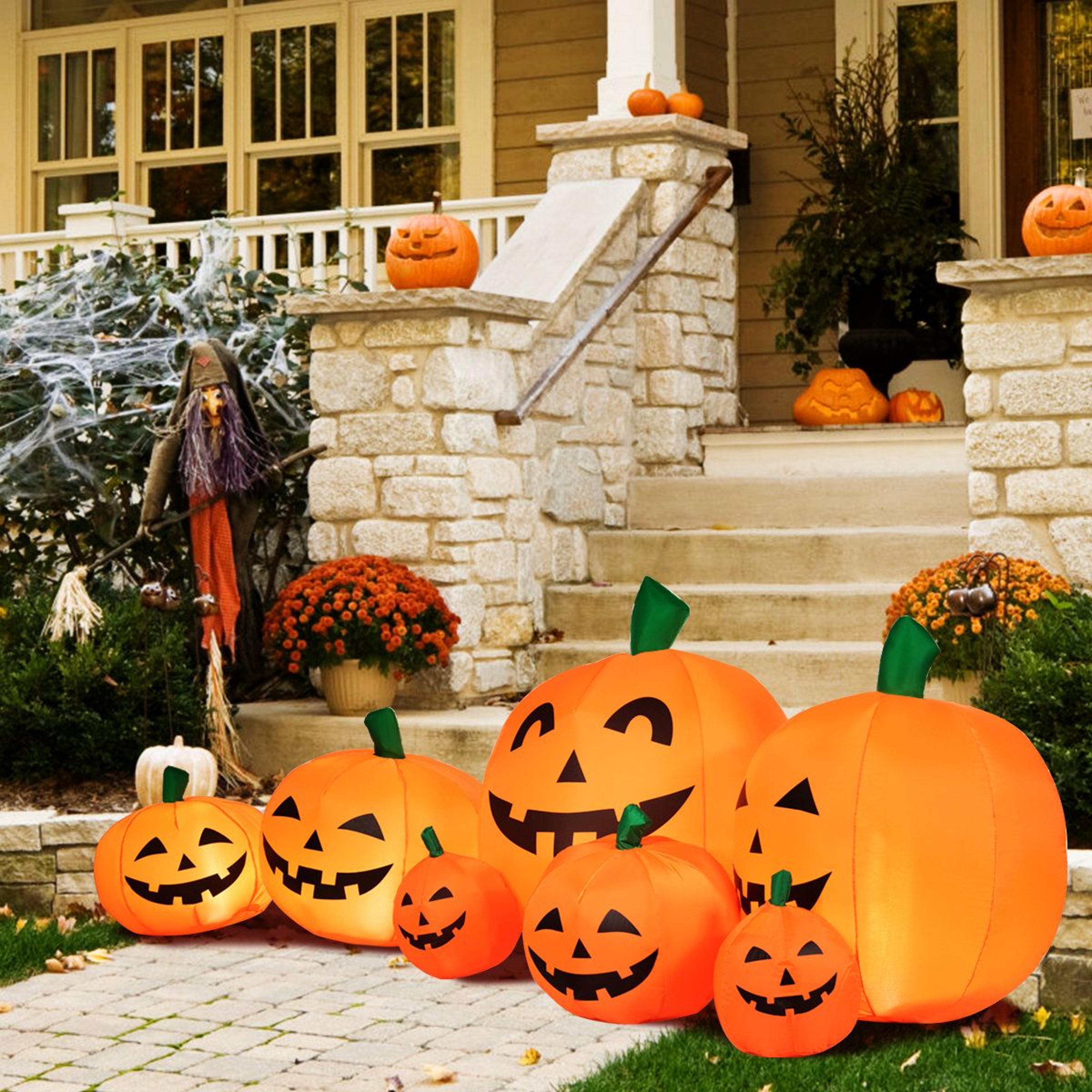 led inflatable halloween jack o lantern outdoor decoration with weather resistant polyester