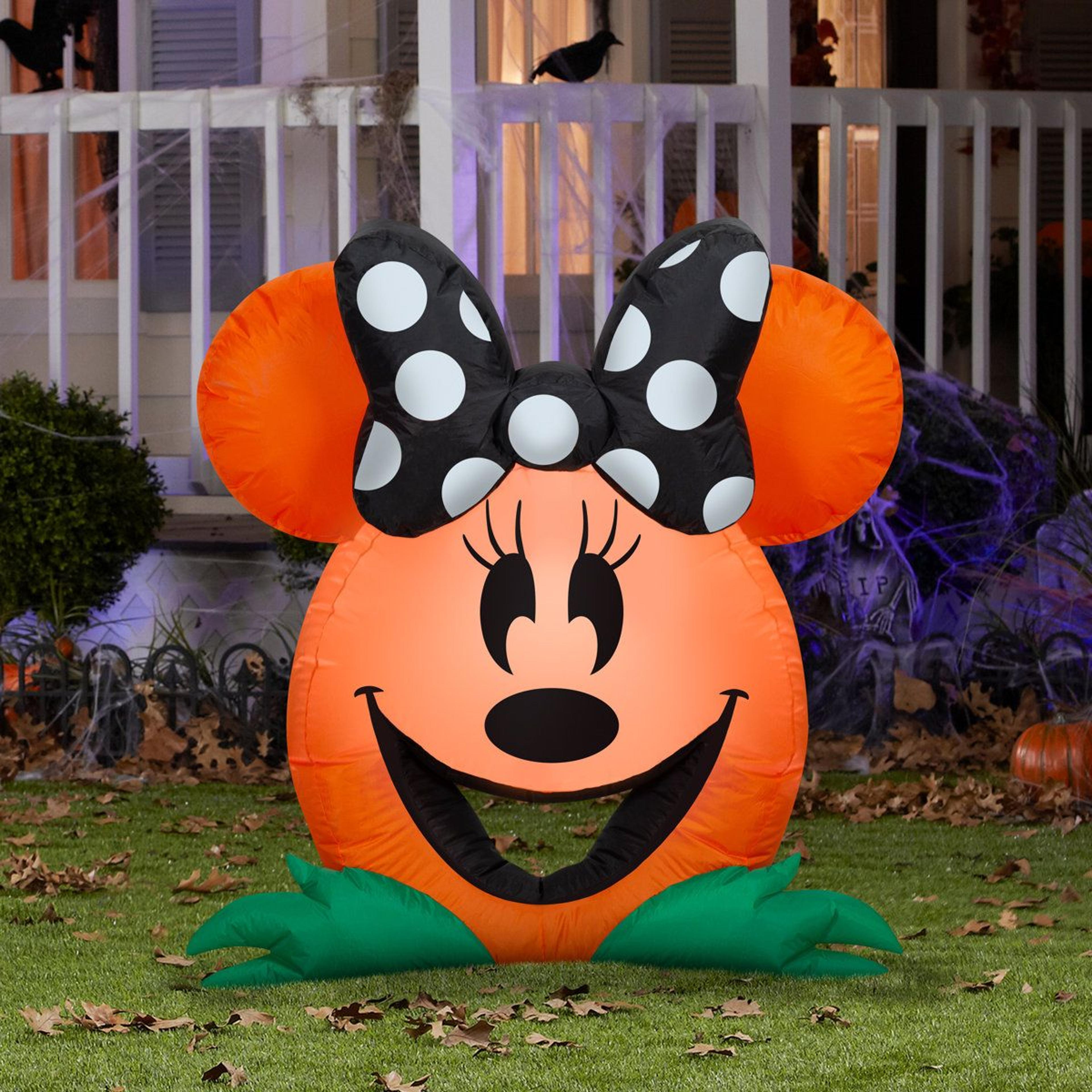 orange inflatable halloween outdoor decoration with light