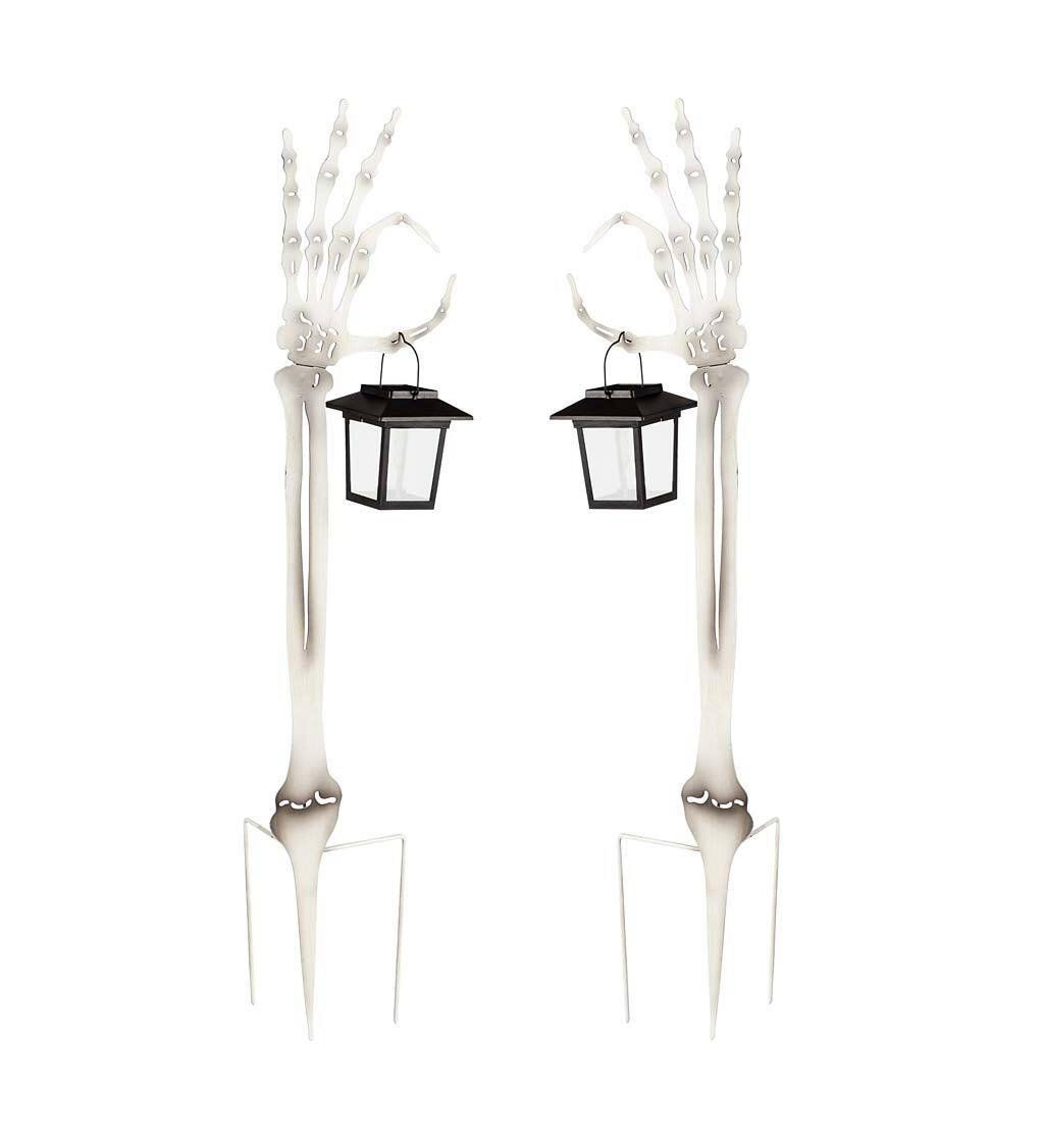 solar powered halloween skeleton garden stake with outdoor ambient lighting