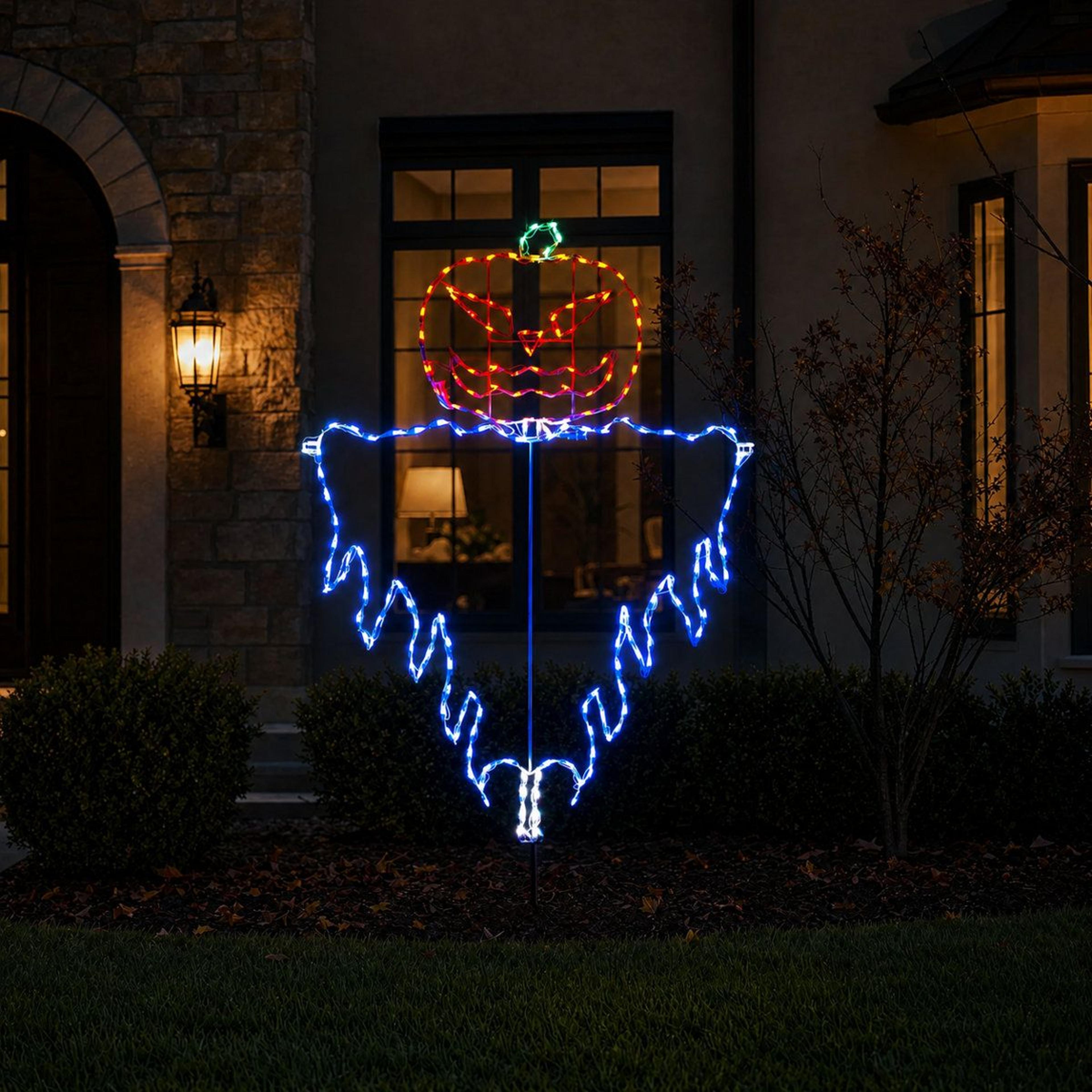 led jack o lantern halloween outdoor decoration with plug in lighting