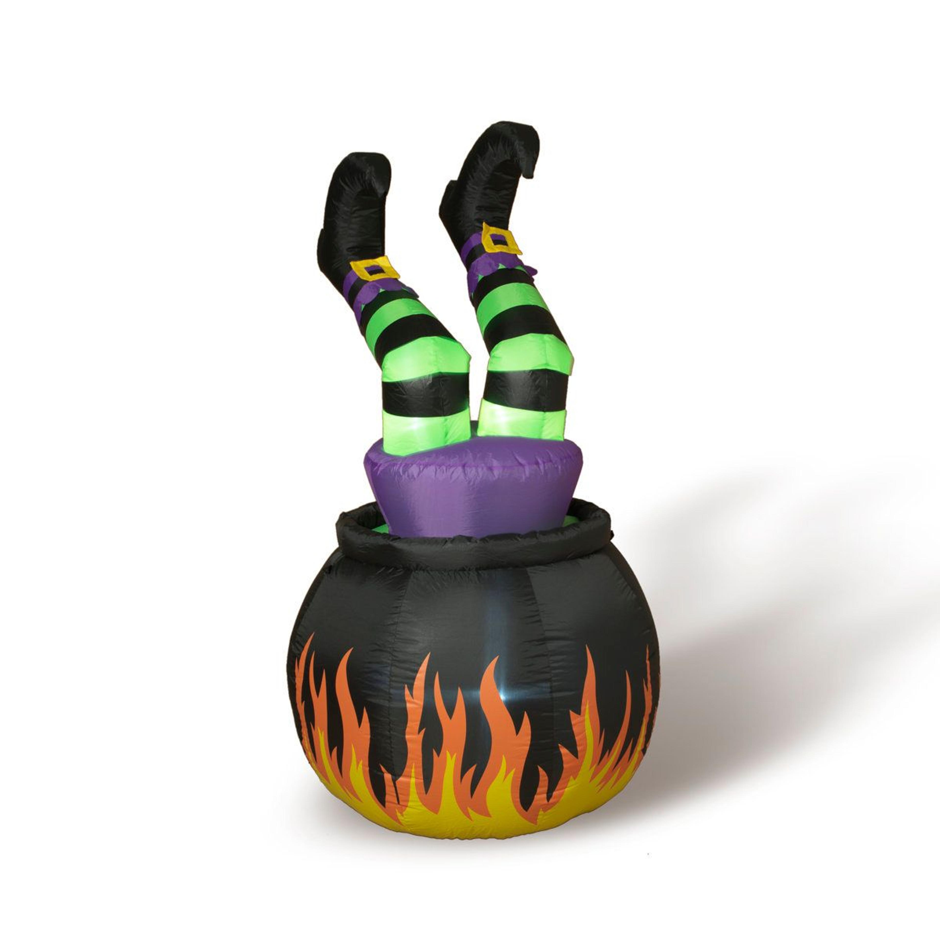 animated inflatable halloween witch in cauldron plug in decoration