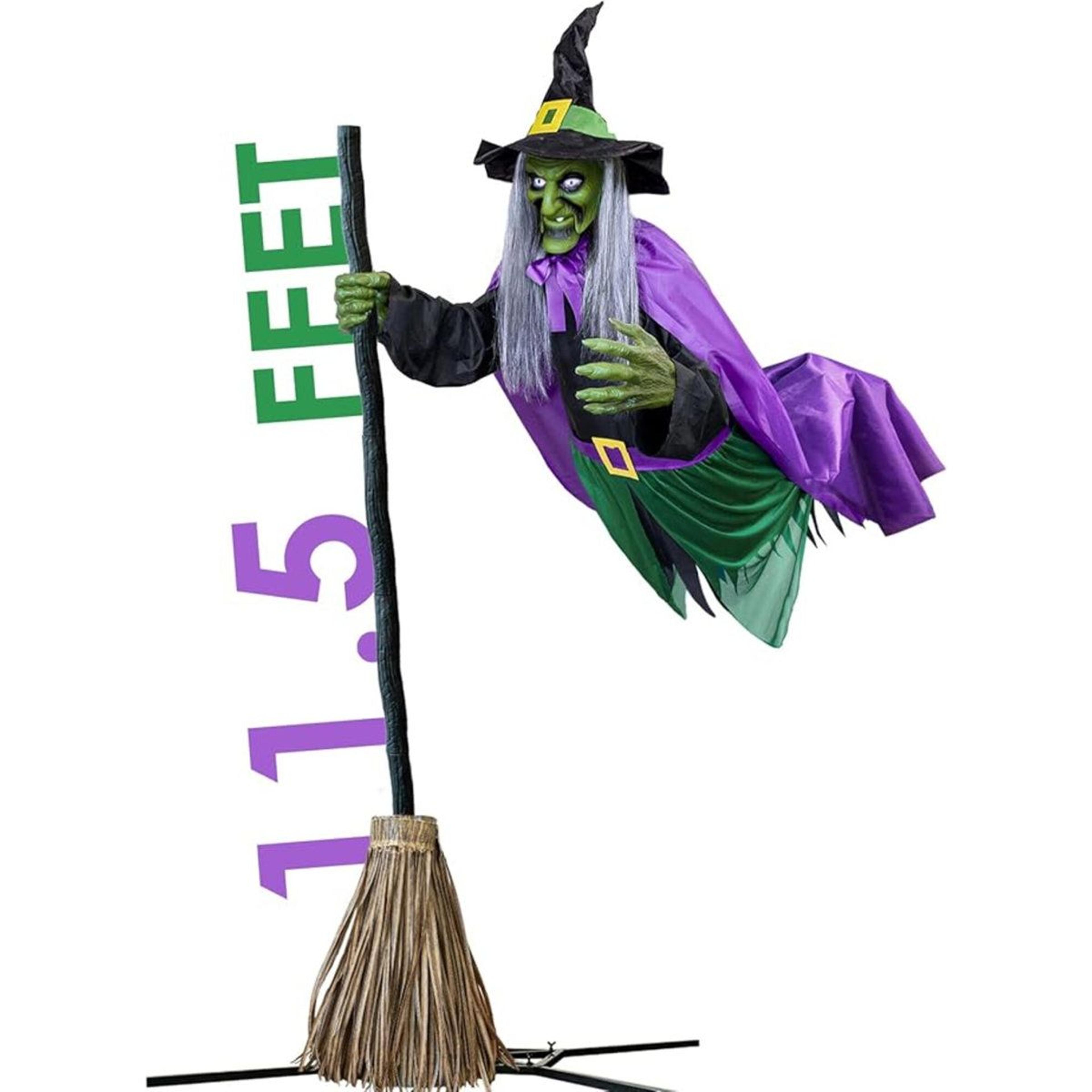animated hovering witch halloween decoration with sound and touch sensors
