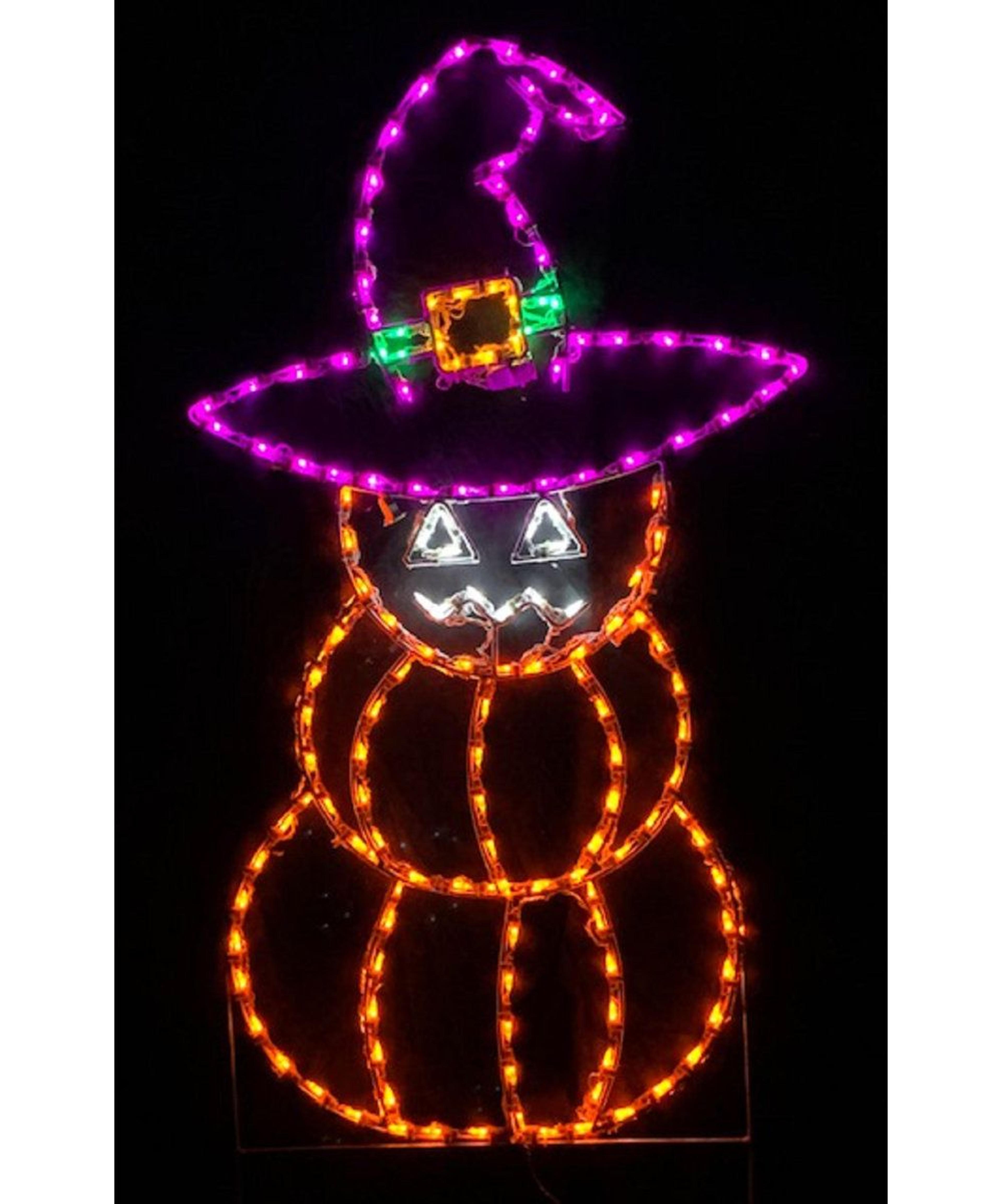 halloween outdoor led witch and jack o lantern light decoration