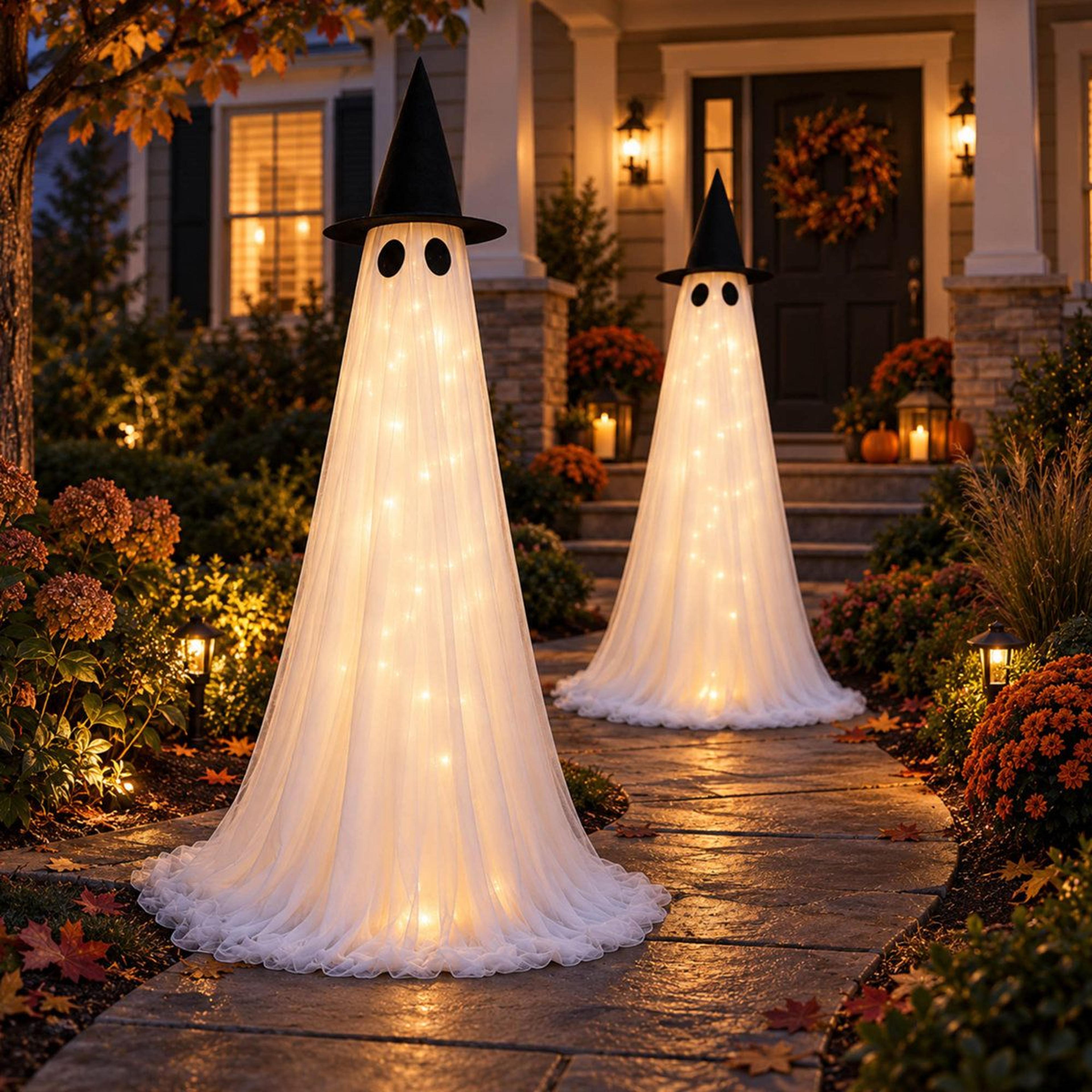 foot light up halloween ghost decorations with led lights