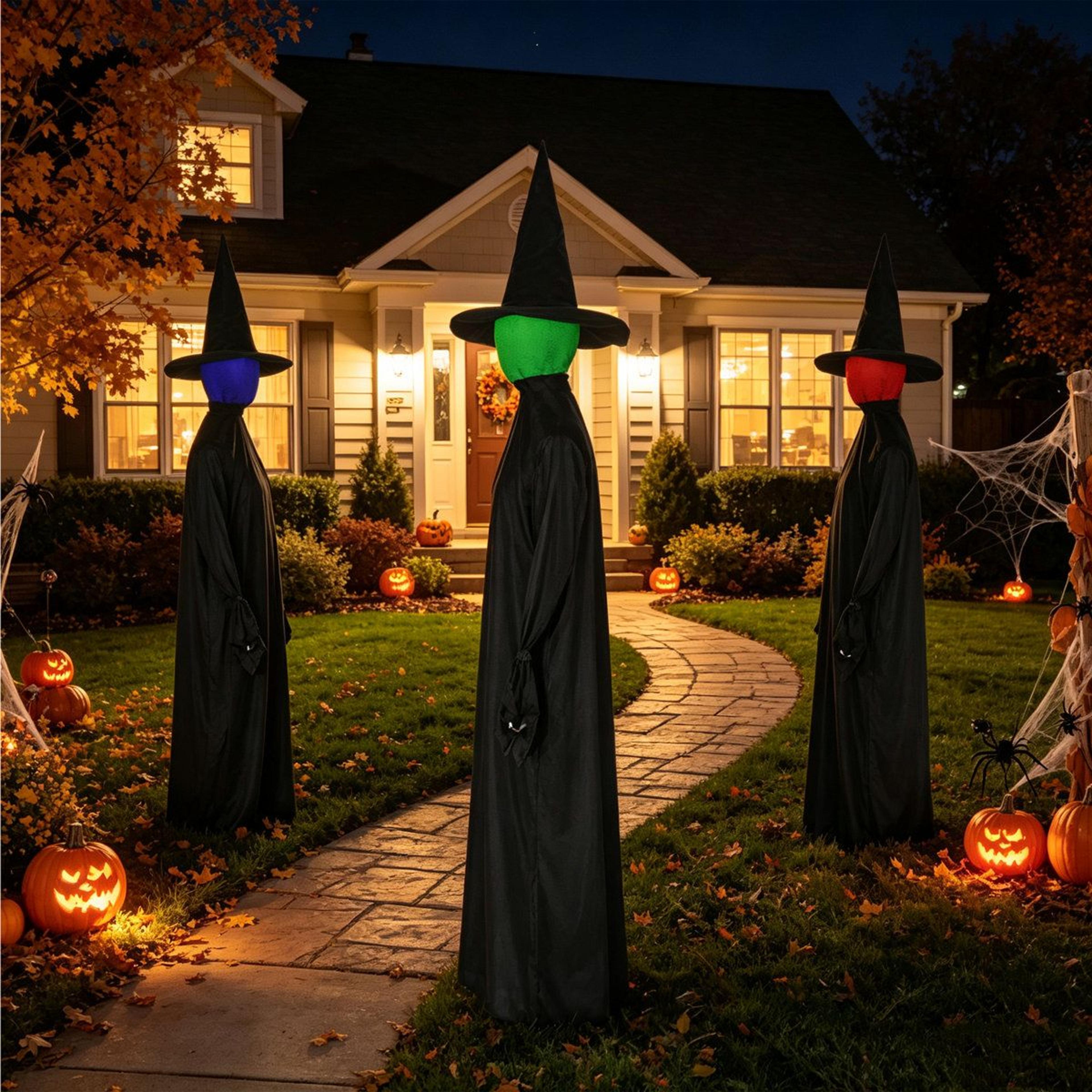 light-up halloween witches with sound activation and led lights