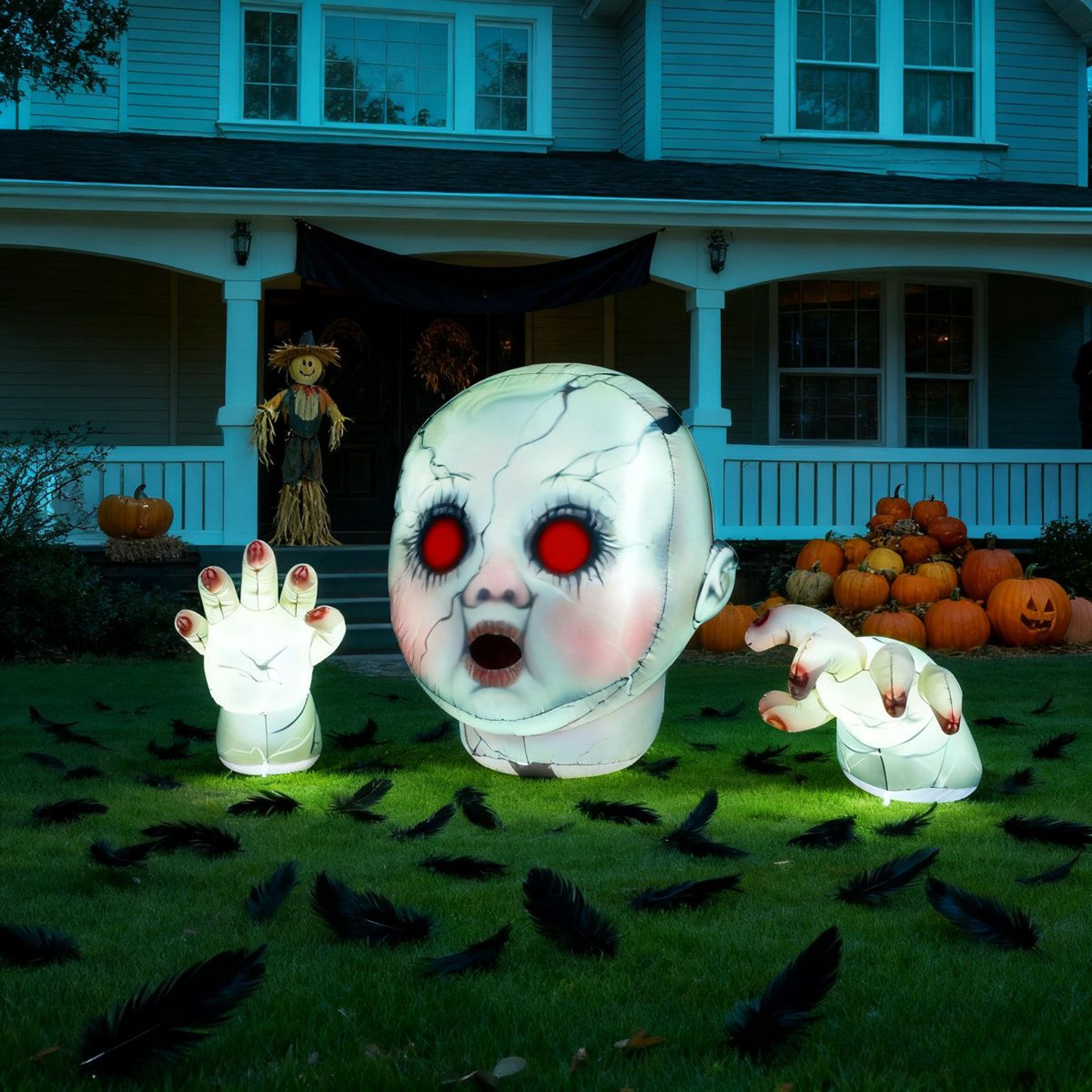 halloween zombie baby inflatable decoration with led lights for outdoor yard
