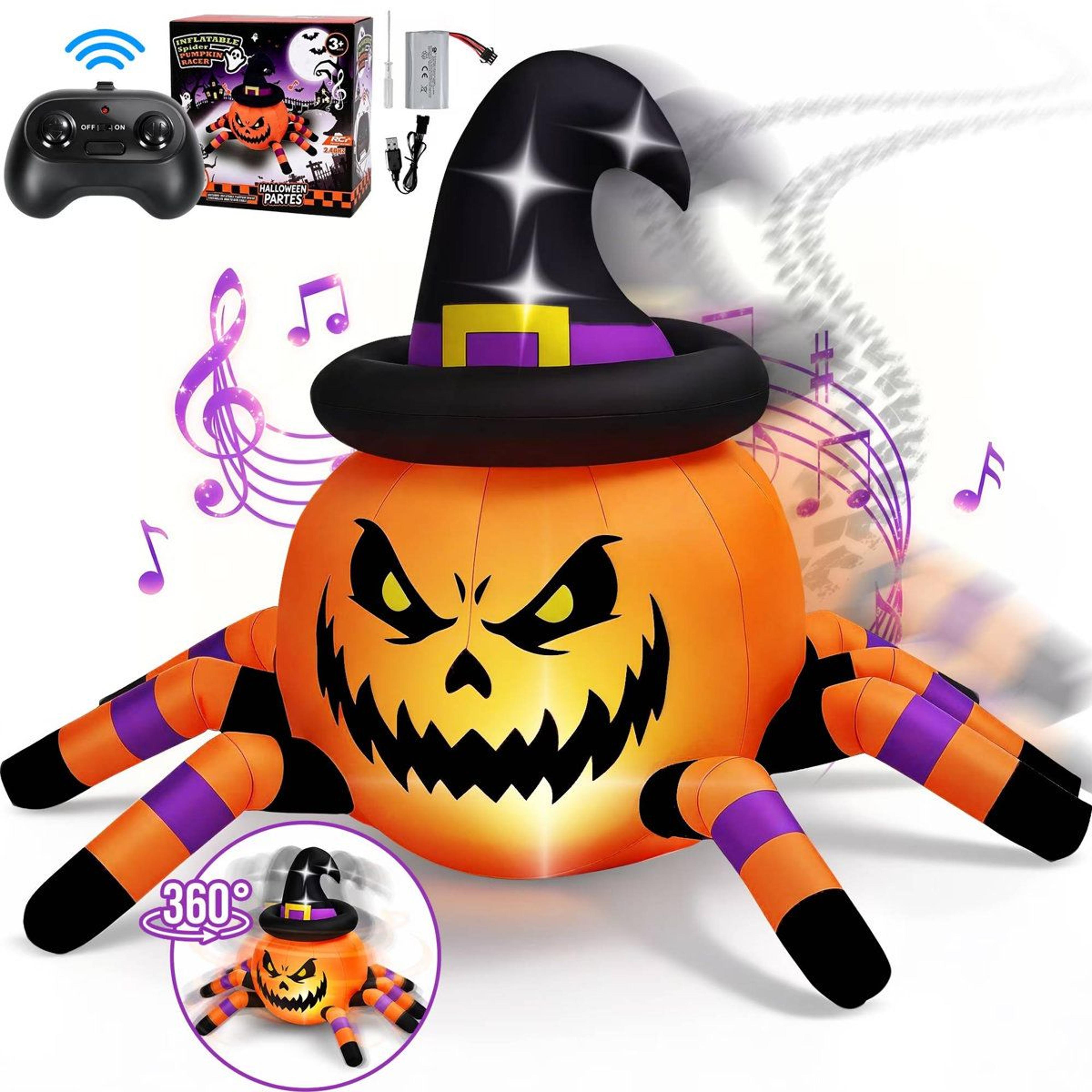 remote control halloween inflatable car with music and led lights