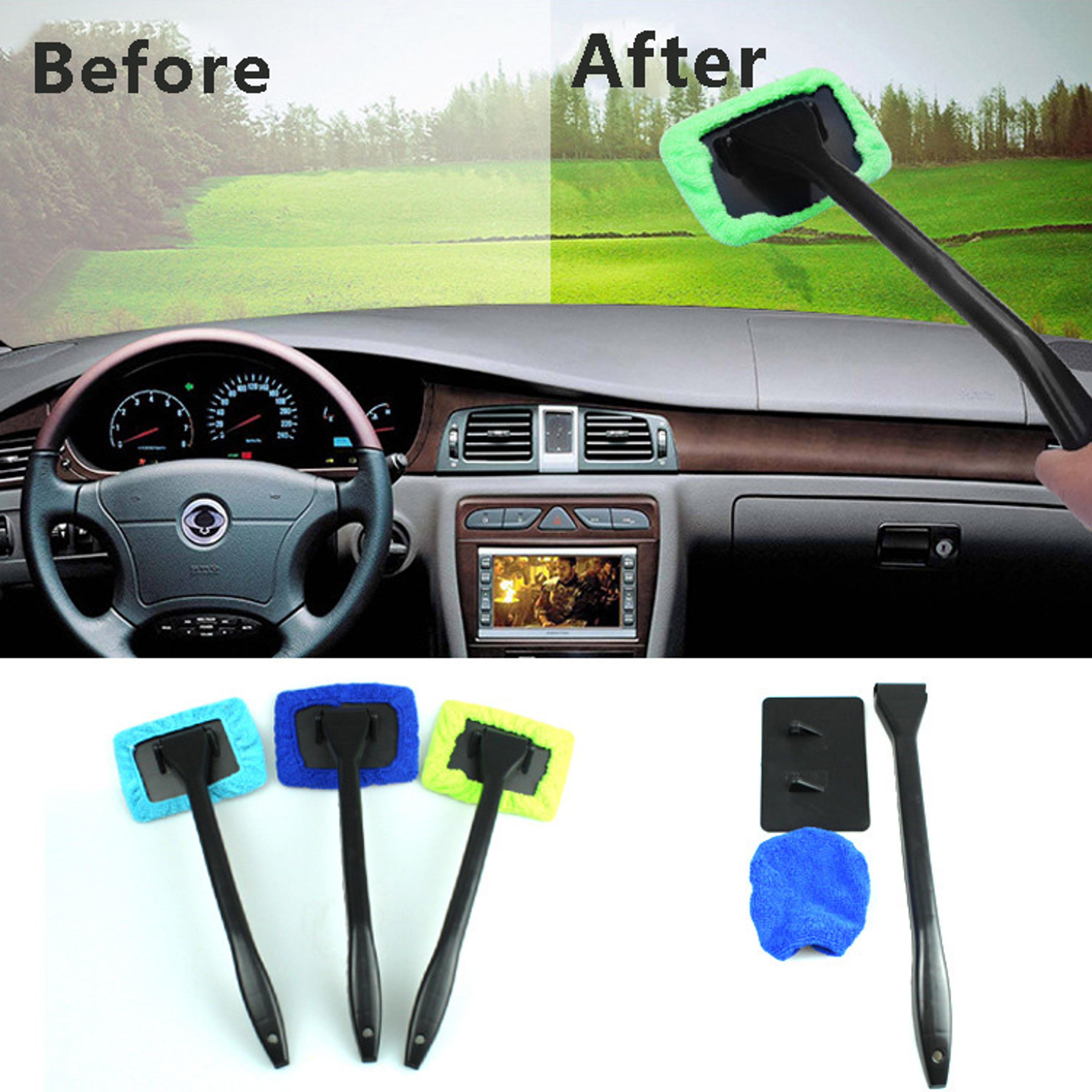 premium car windshield cleaner with detachable microfiber car cleaning brush and long handle