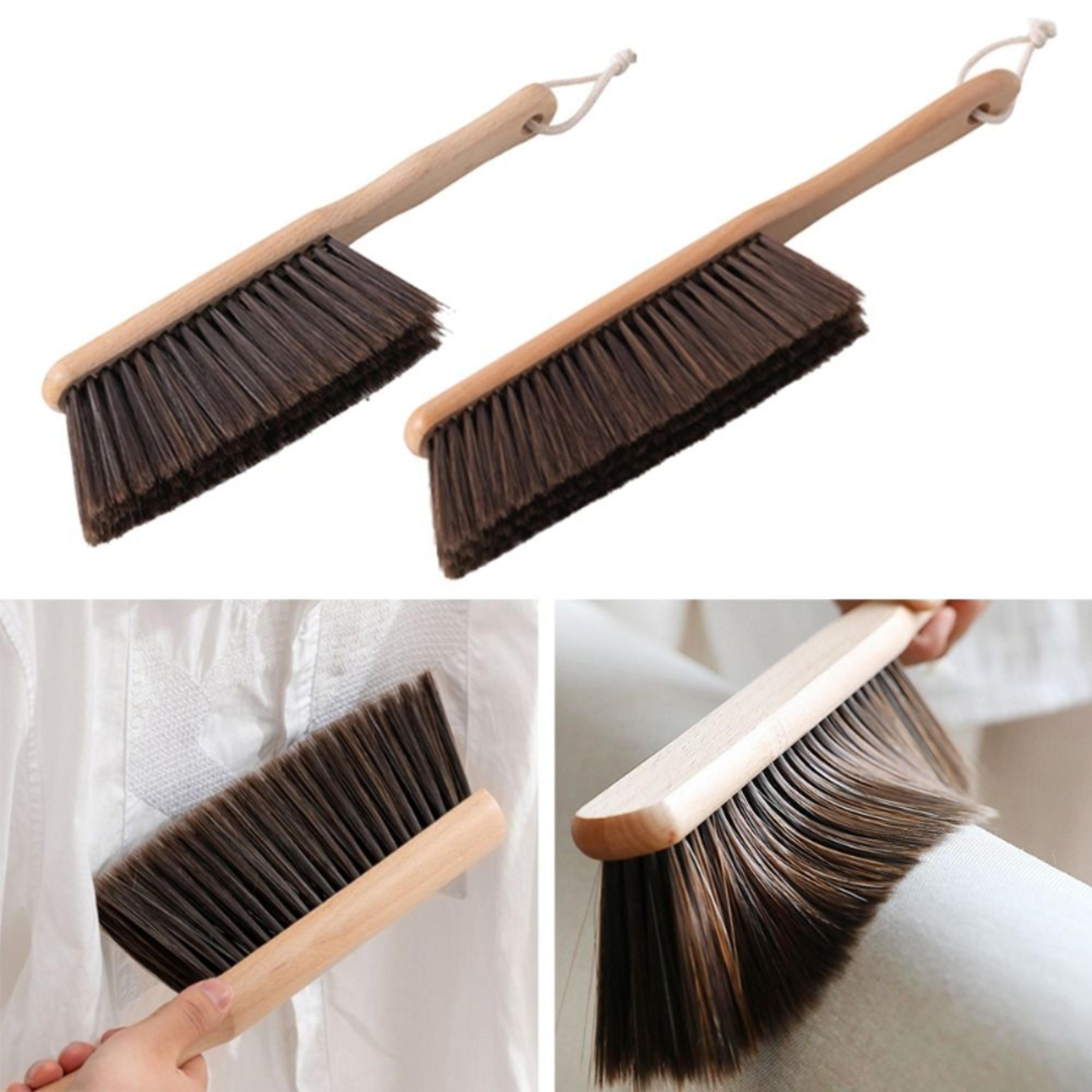 natural coffee brush wooden espresso cleaning brush with anti-static soft bristles