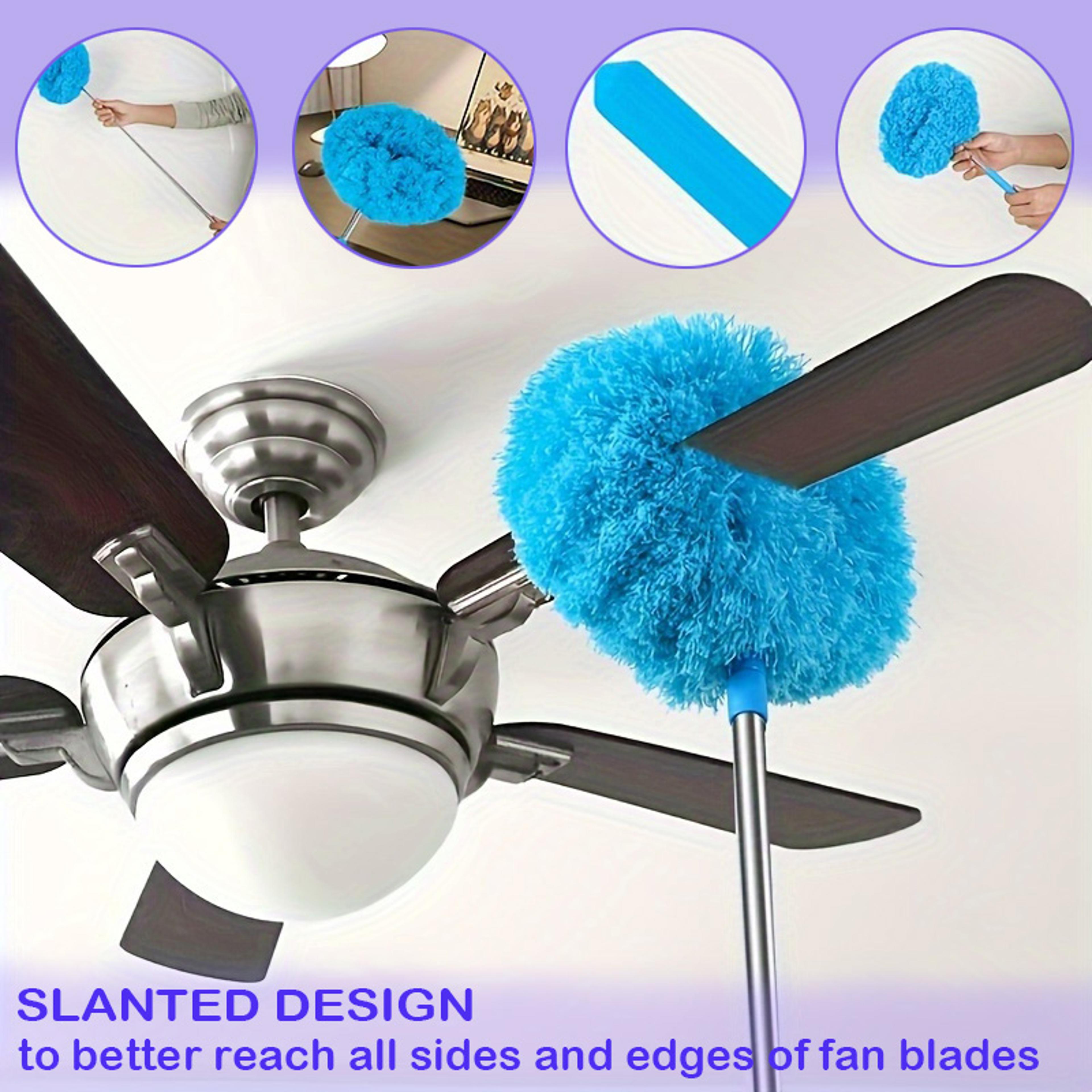 extendable microfiber ceiling fan duster with washable detachable head for high reach cleaning