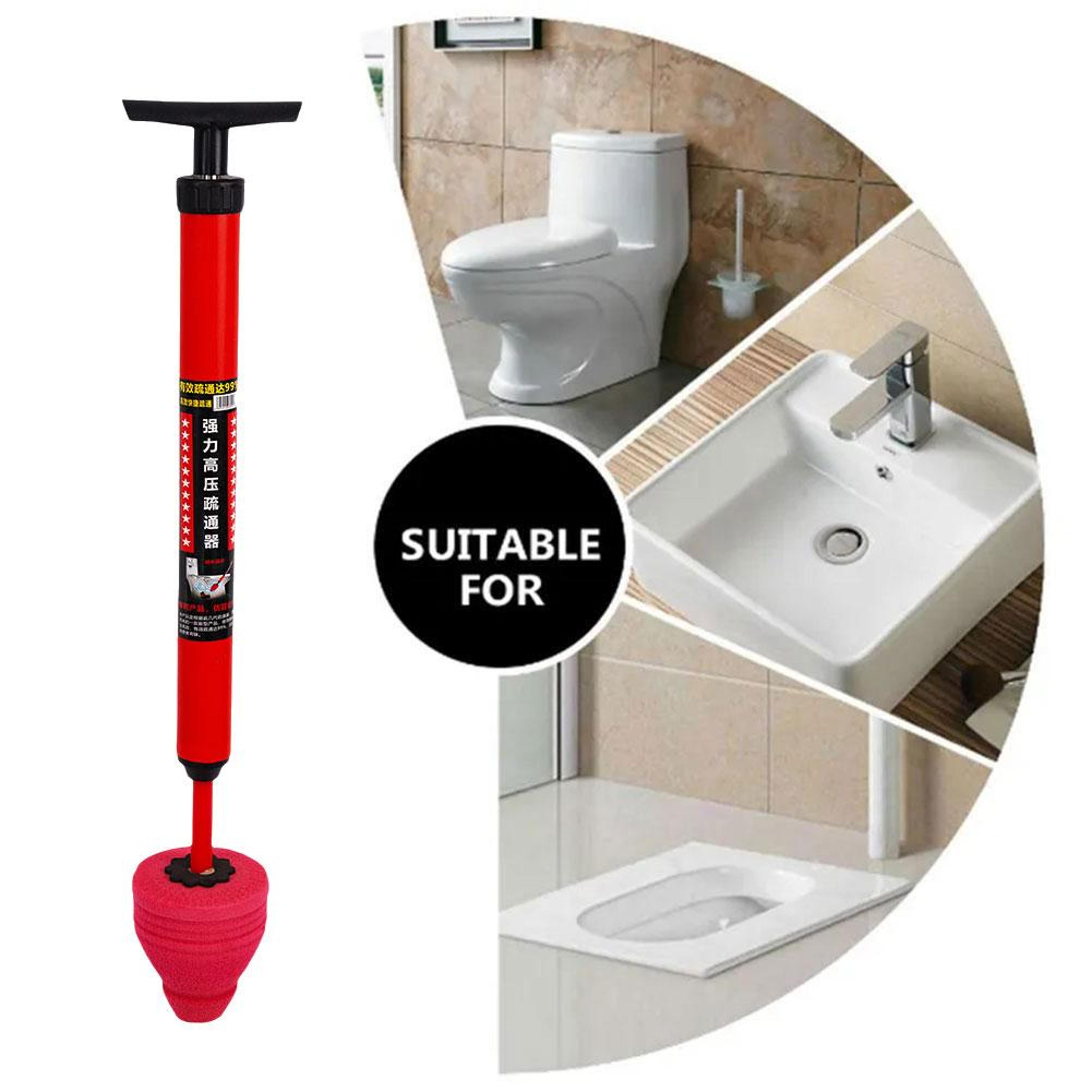 high pressure toilet plunger drain clog remover for fast pipe & toilet unblocking