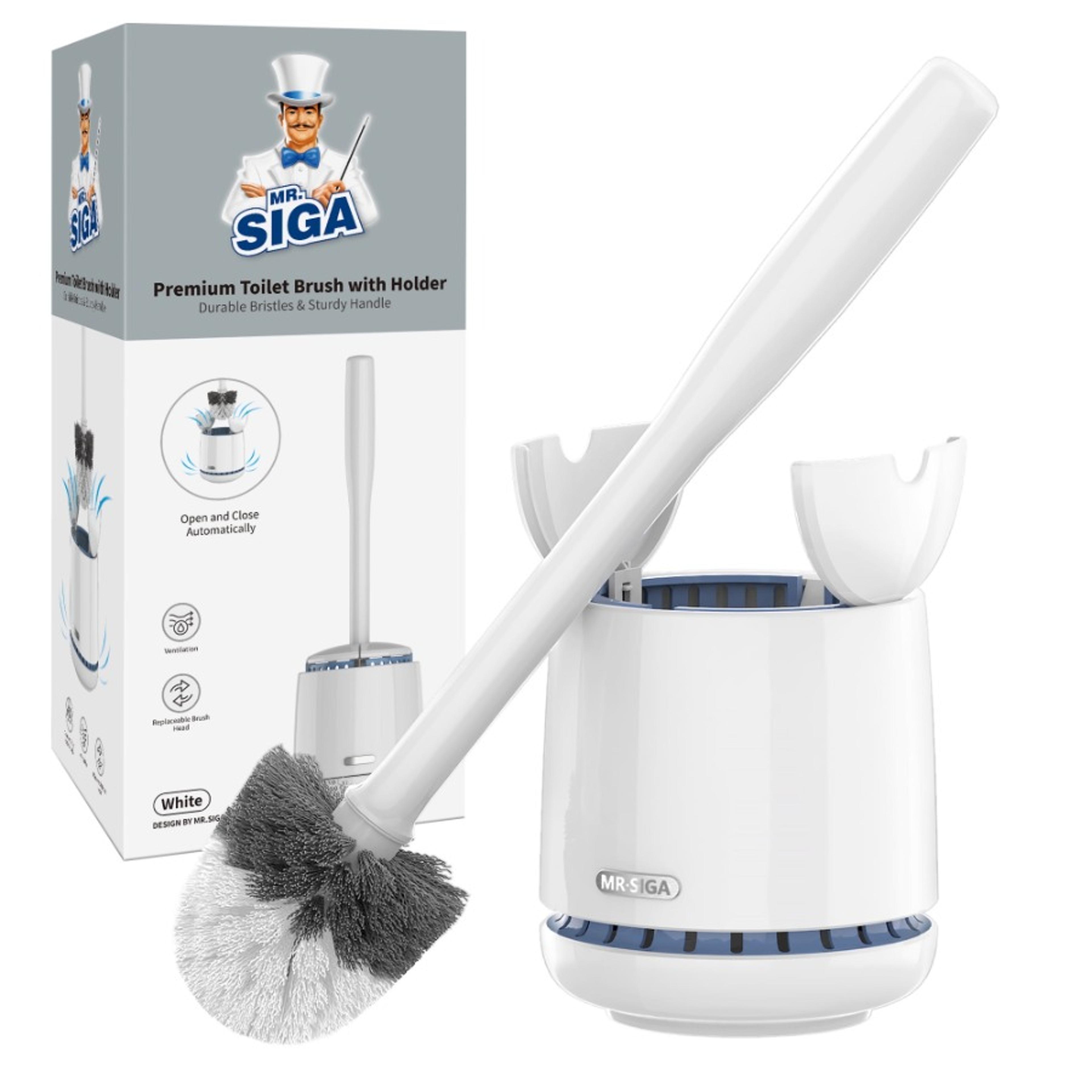 premium toilet bowl brush with holder for deep bathroom cleaning