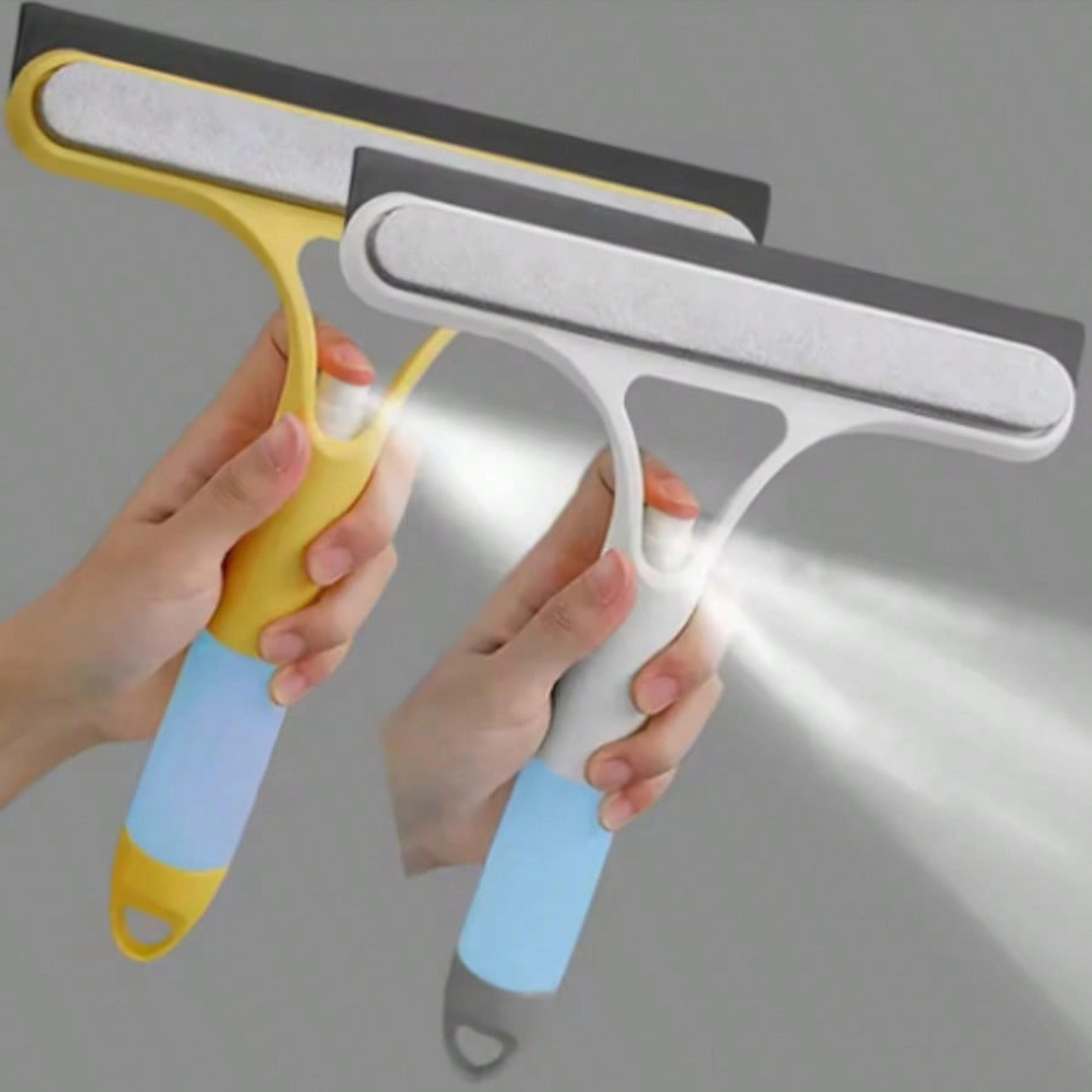window cleaning tool with spray bottle & silicone glass wiper for home and car